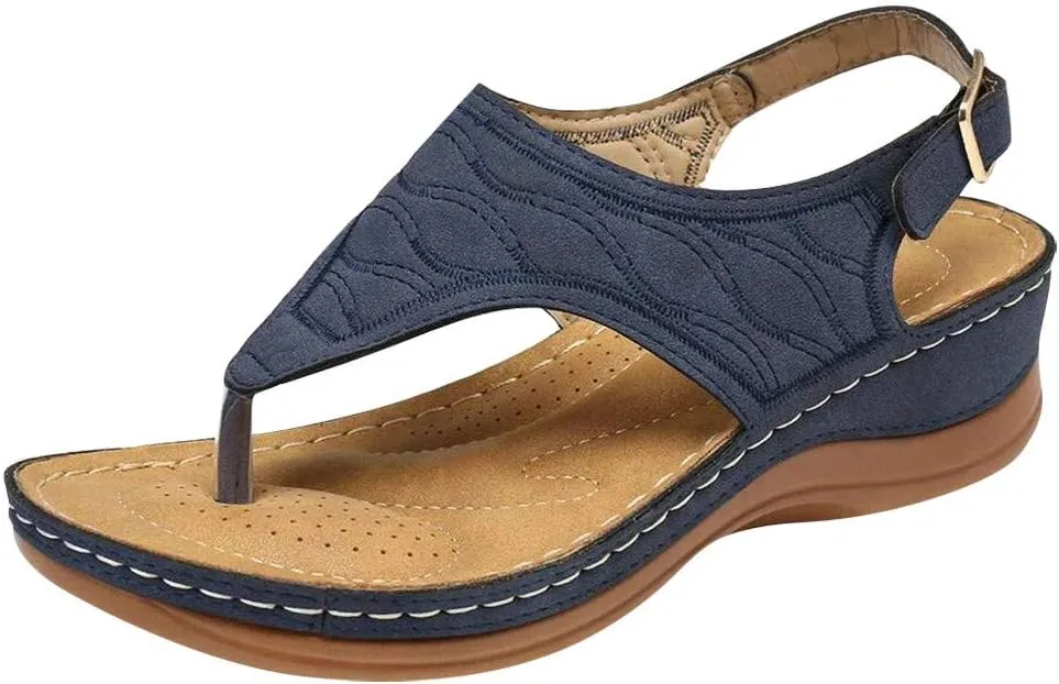 Cathalem Flat Sandals for Women, Women Walking Slippers with Arch Support Vintage Slip On Flip Flops