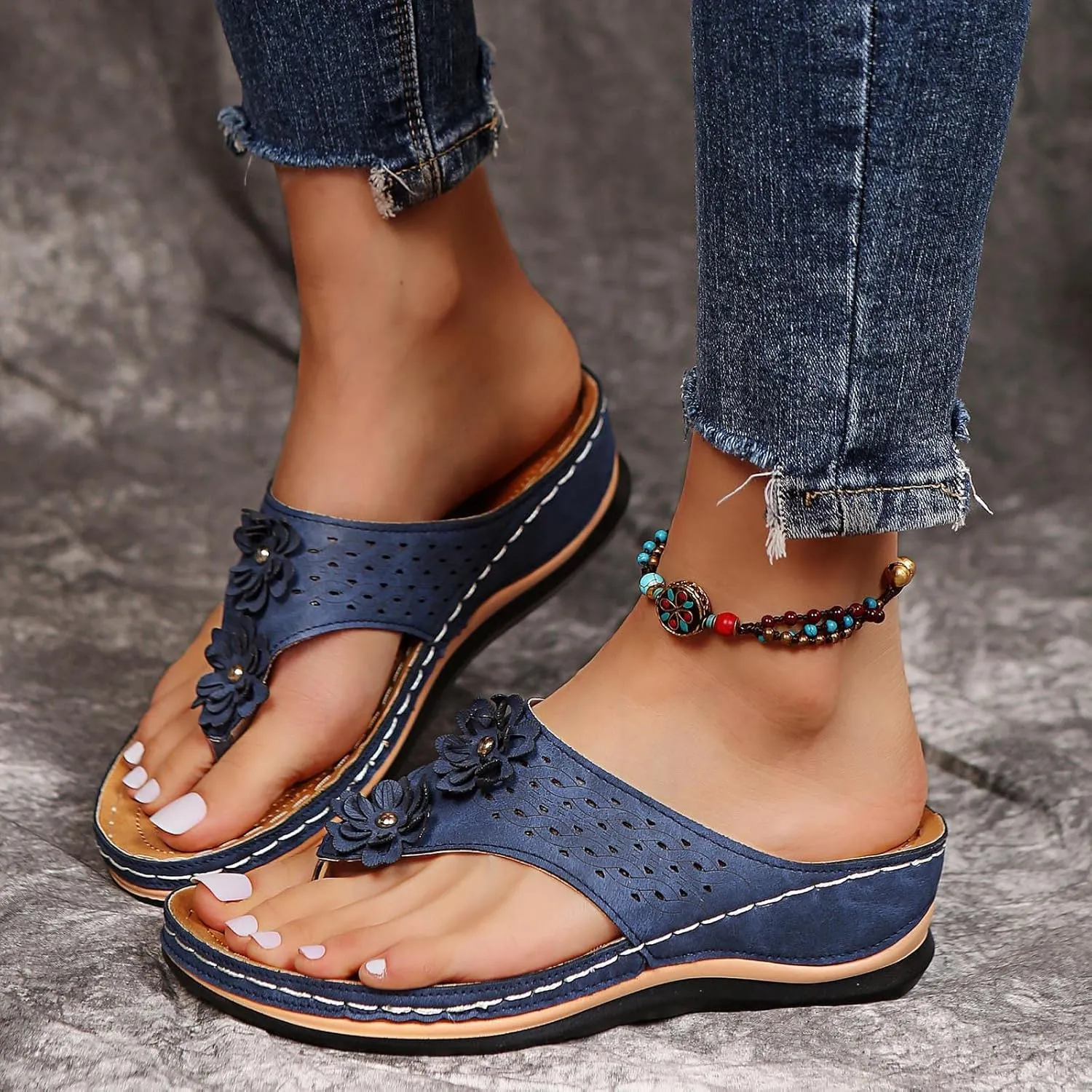 Cathalem Orthopedic Sandals for Women Arch Support Sandals Summer Casual Orthotic Sandals Comfortable Walking Sandals