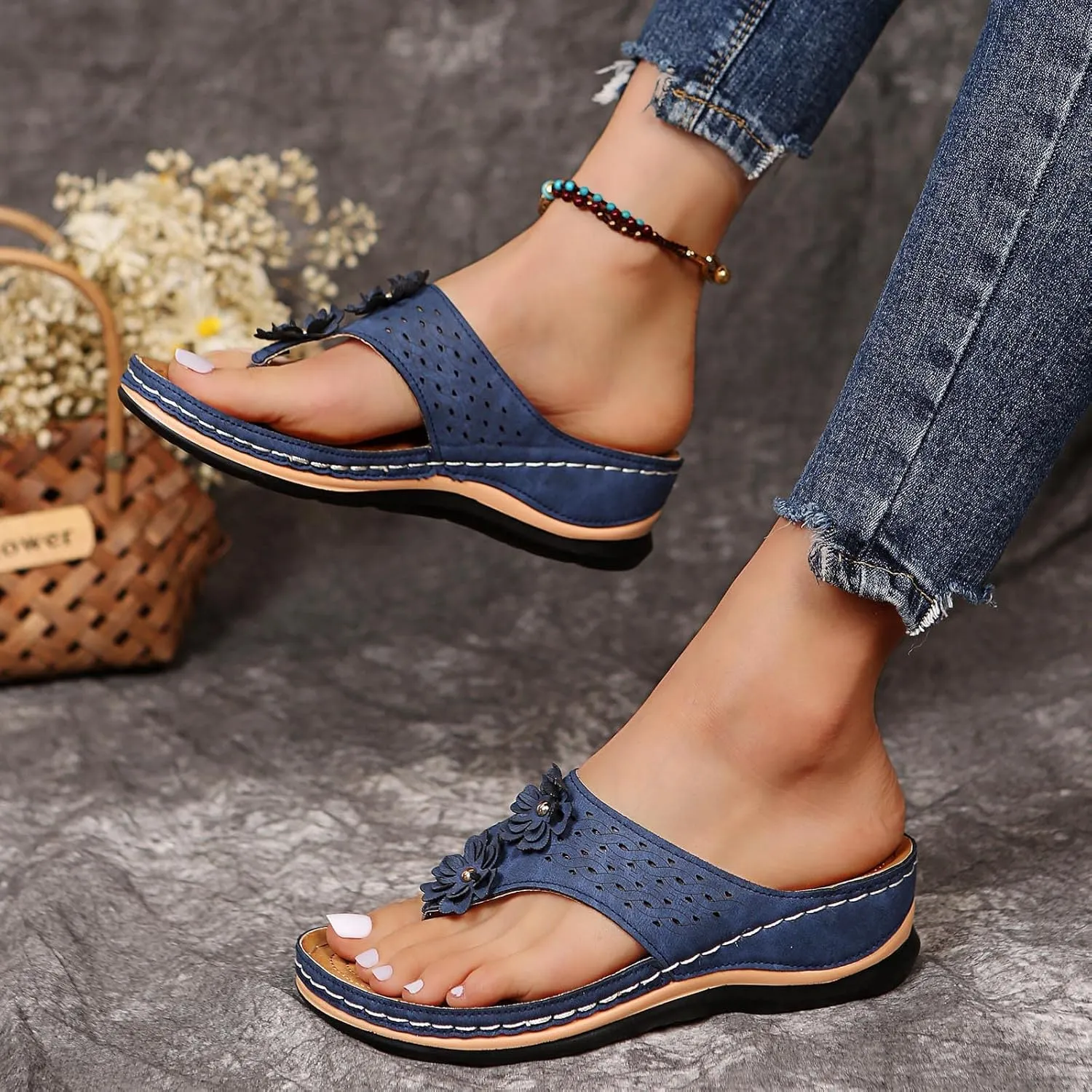 Cathalem Orthopedic Sandals for Women Arch Support Sandals Summer Casual Orthotic Sandals Comfortable Walking Sandals