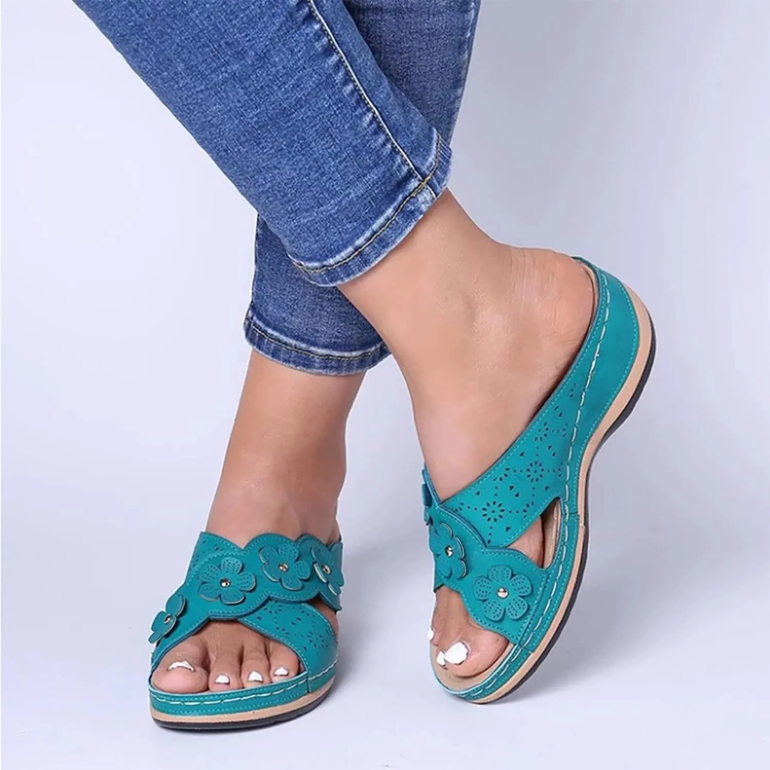 Cathalem Orthopedic Sandals for Women Arch Support Sandals Summer Casual Orthotic Sandals Flip Flops Comfortable Sandals