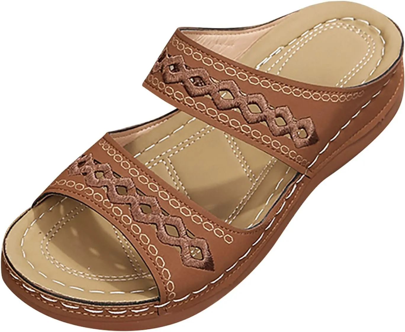 Cathalem Orthopedic Sandals for Women, Womens Summer Platform Casual Open Toe Sandals Slippers Breatable Hollow Out Sandals