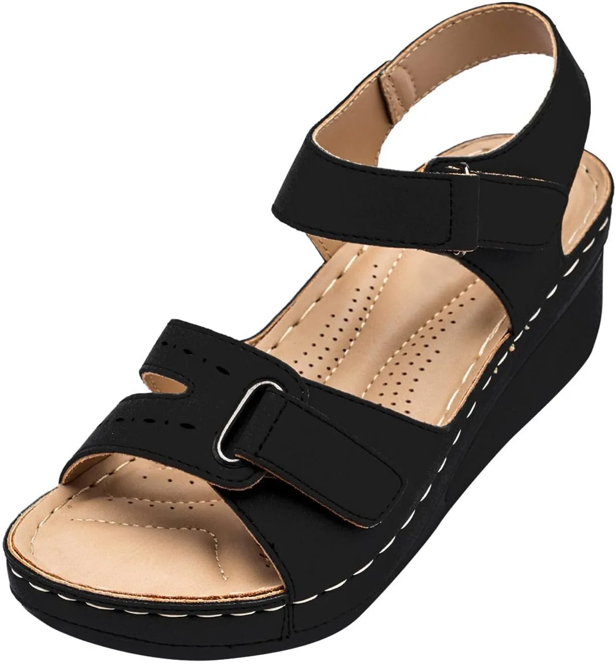 Cathalem Orthopedic Wedge Sandals for Women Open Toe Ankle Strap Platform Casual Wedges Summer Beach Dress Shoes Comfortable Outdoor
