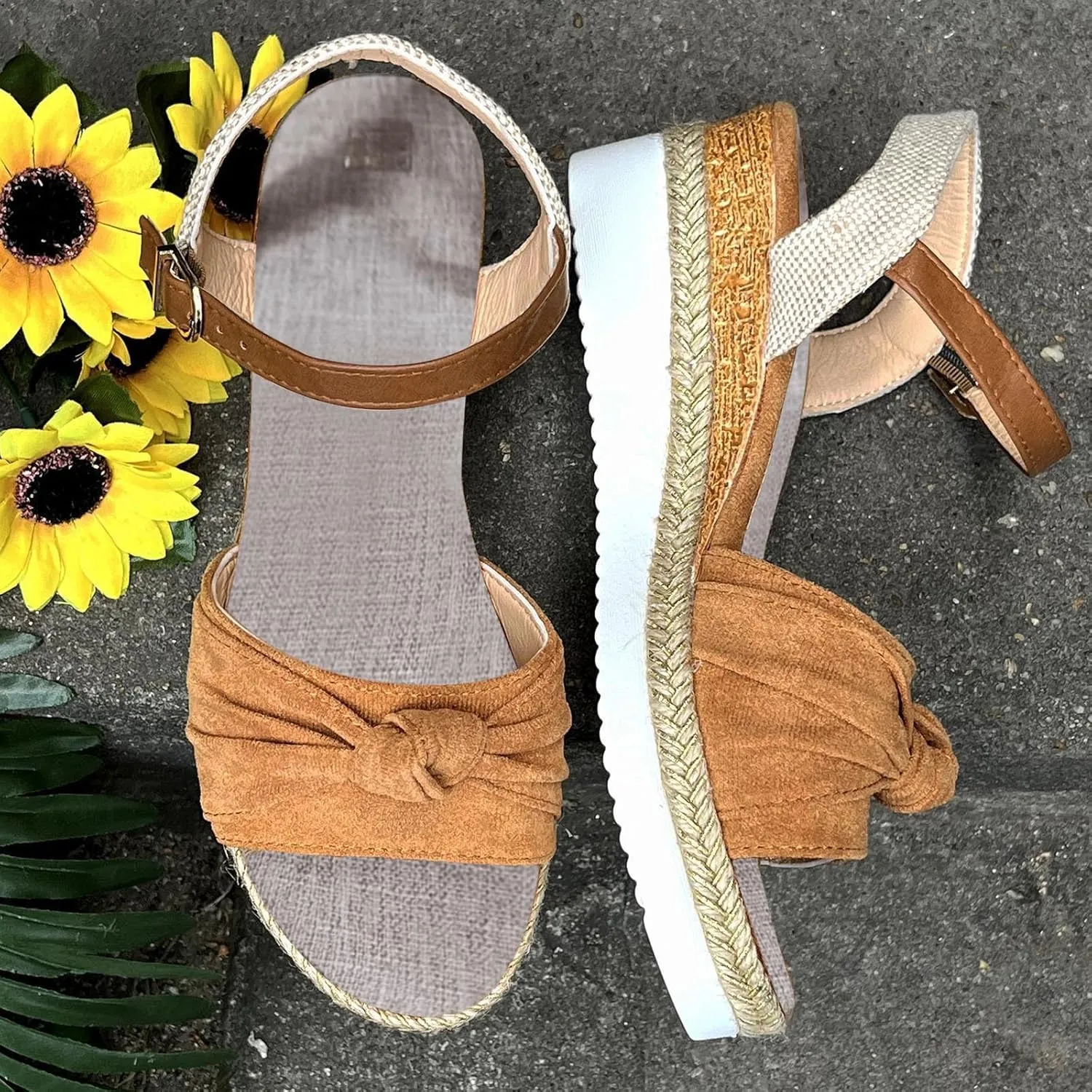 Cathalem Orthopedic Wedge Sandals for Women Open Toe Ankle Strap Platform Sandals Casual Strappy Sandals Zipper Summer Dressy Beach Sandals