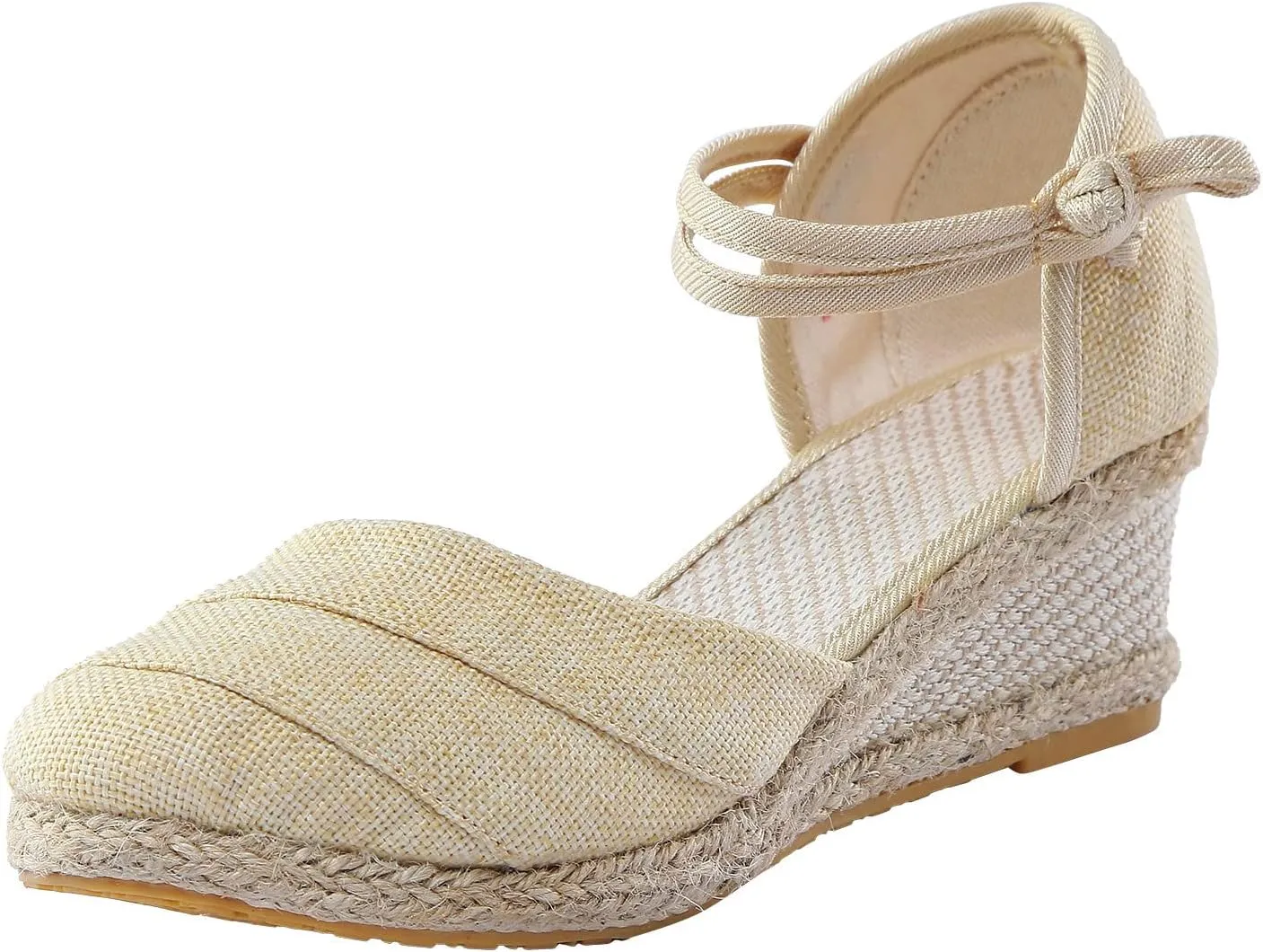 Cathalem Sandals for Women Dressy Summer,Women's Ankle Strap Closed Toe Espadrille Wedge Sandals Platform Wedge Sandals