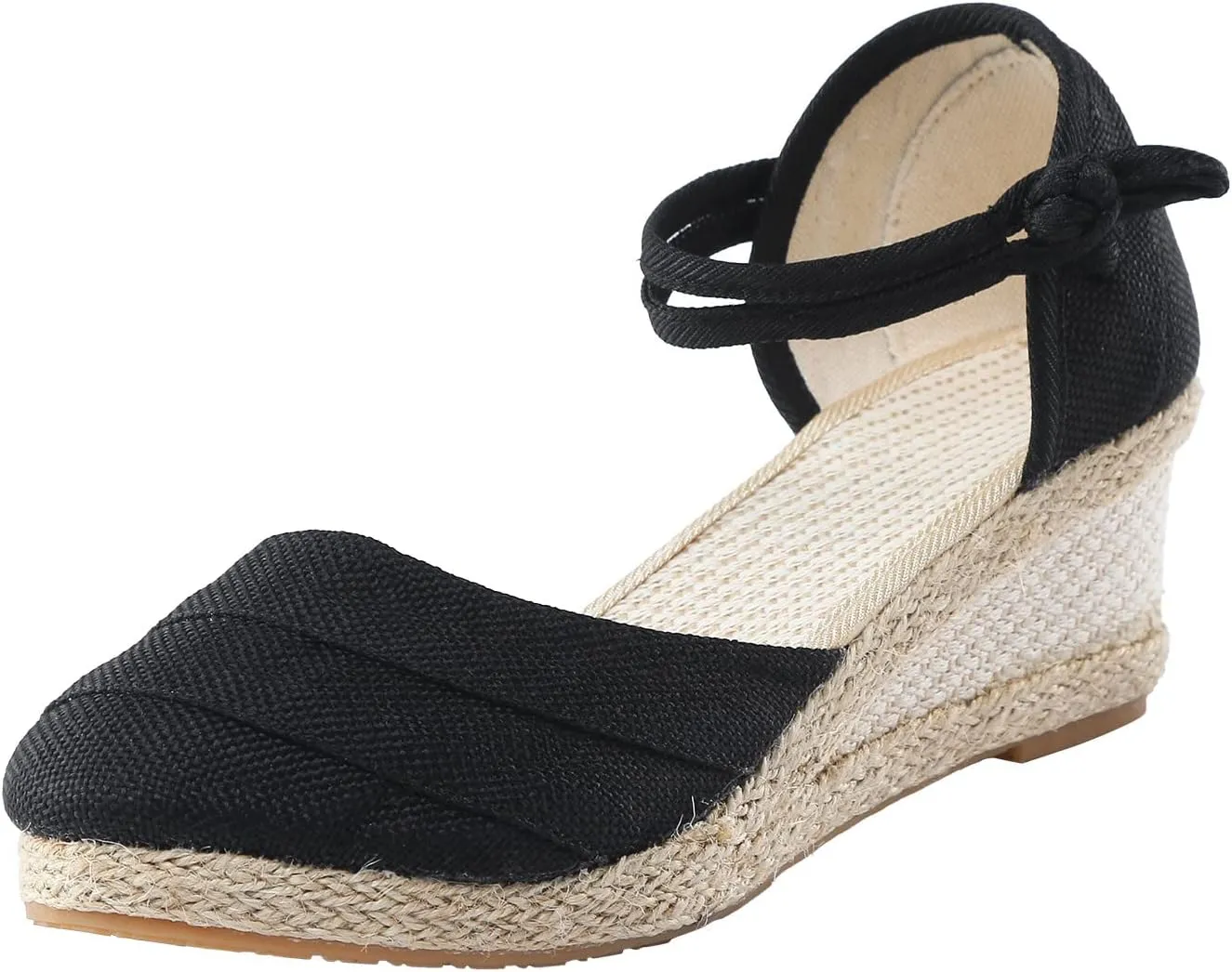 Cathalem Sandals for Women Dressy Summer,Women's Ankle Strap Closed Toe Espadrille Wedge Sandals Platform Wedge Sandals