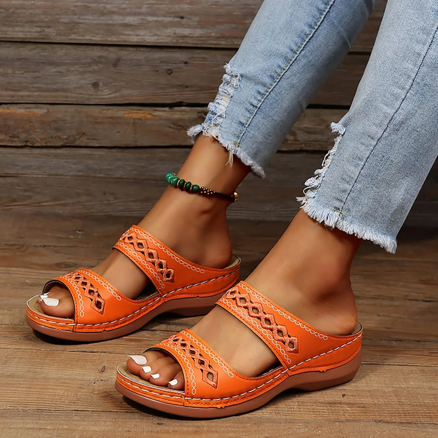 Cathalem Sandals Women Comfortable, Orthopedic Wedge Sandals for Women Comfortable Walking Sandals with Arch Support