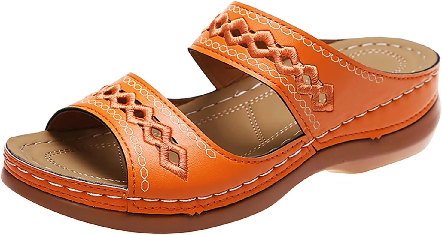 Cathalem Sandals Women Comfortable, Orthopedic Wedge Sandals for Women Comfortable Walking Sandals with Arch Support