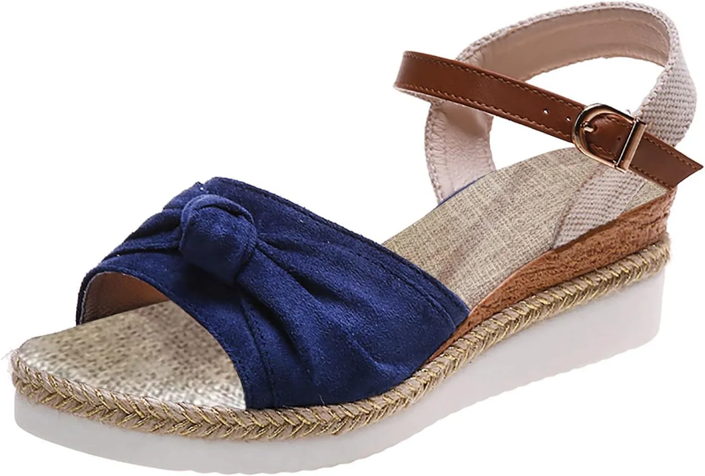 Cathalem Sandals Women Orthopedic Platform Wedge Sandals Flat Open Toe Ankle Strap Espadrilles Sandals Beach Boho Sandals