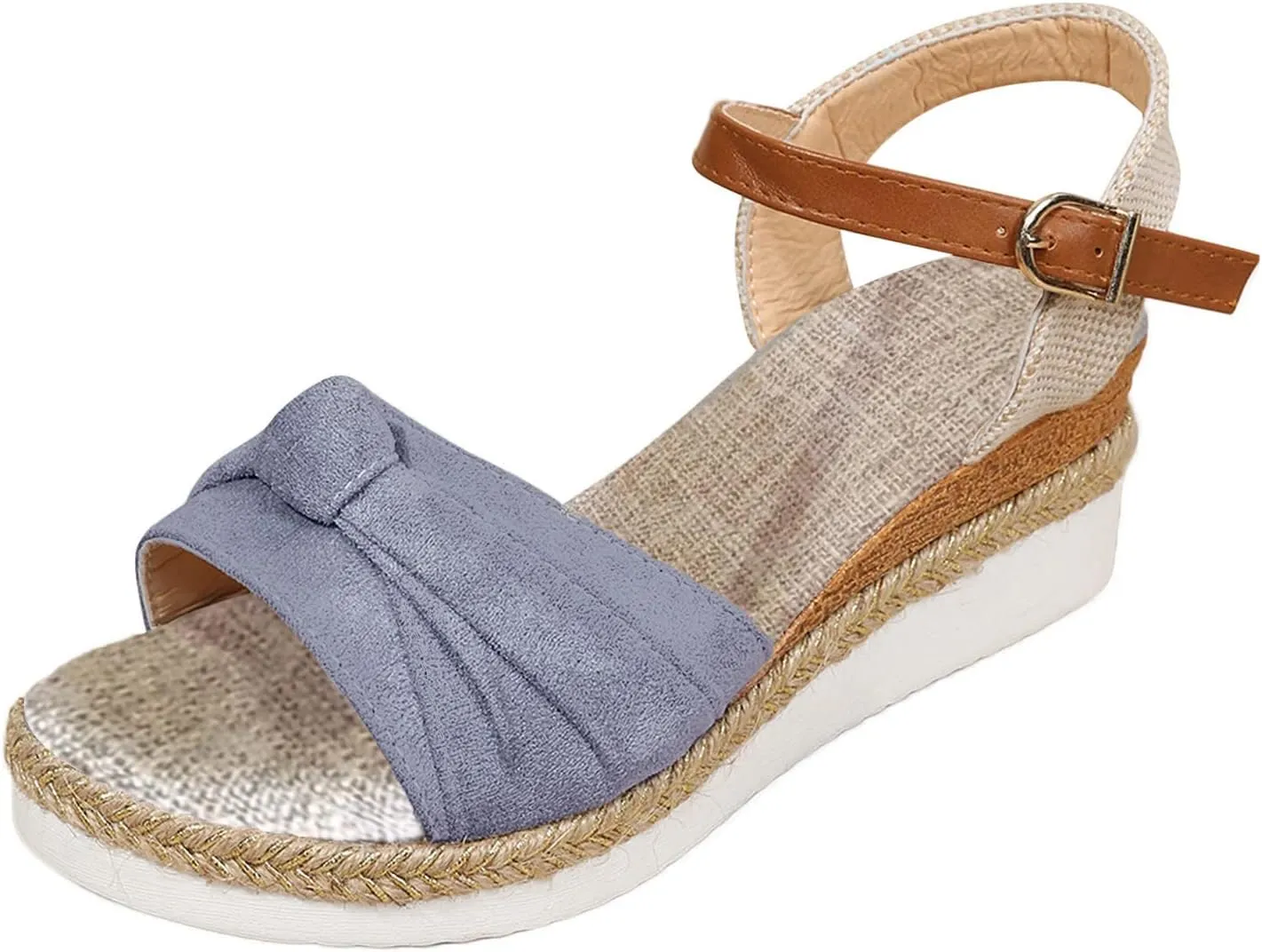 Cathalem Sandals Women Orthopedic Platform Wedge Sandals Flat Open Toe Ankle Strap Espadrilles Sandals Beach Boho Sandals