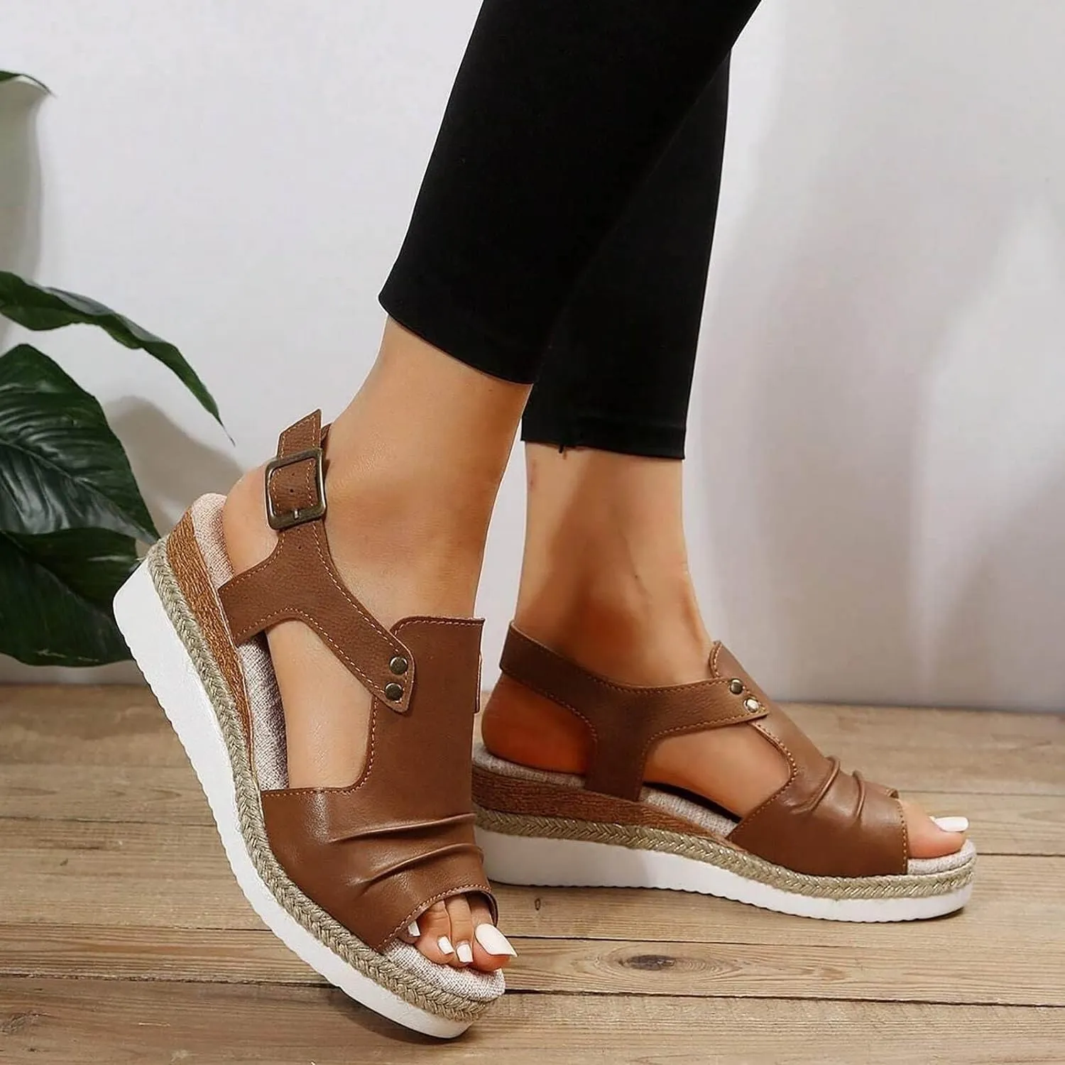 Cathalem Summer Sandals for Women 2024 Orthopedic Platform Sandals Espadrille Sandals Women Outdoor Beach Shoes