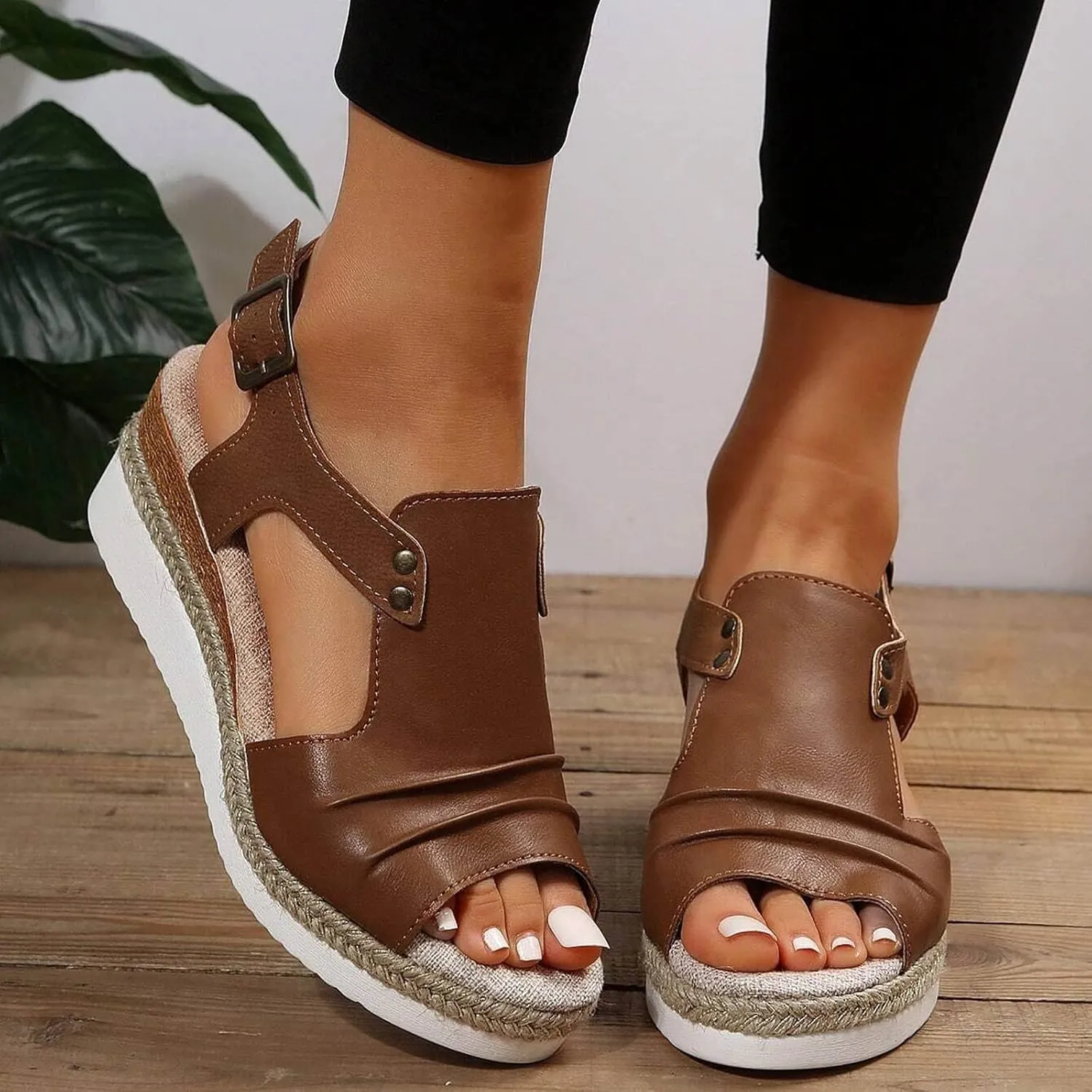 Cathalem Summer Sandals for Women 2024 Orthopedic Platform Sandals Espadrille Sandals Women Outdoor Beach Shoes
