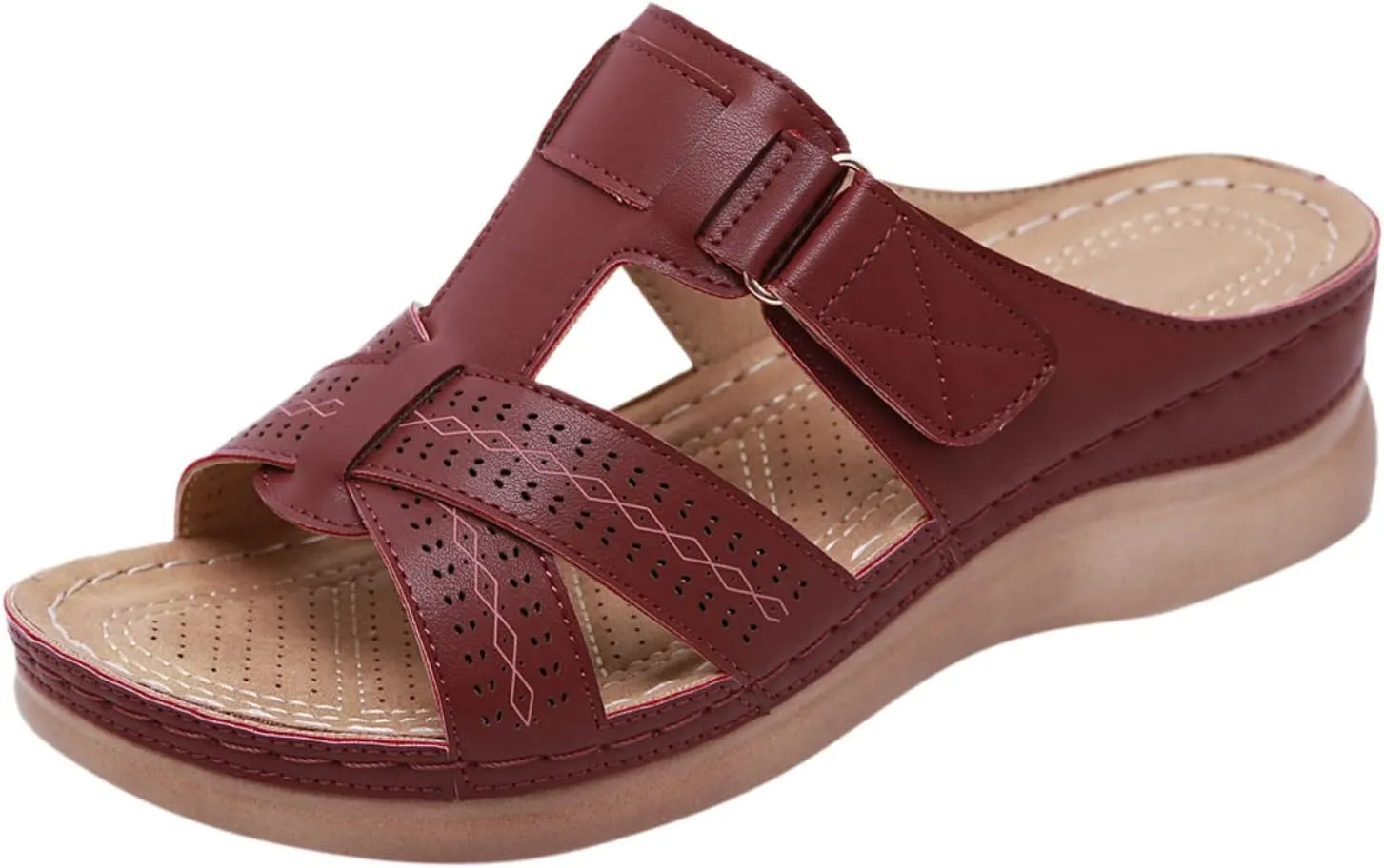 Cathalem Summer Sandals for Women 2024 Womens Orthopedic Wedge Heel Slip On Open Toe Sandals Shoes
