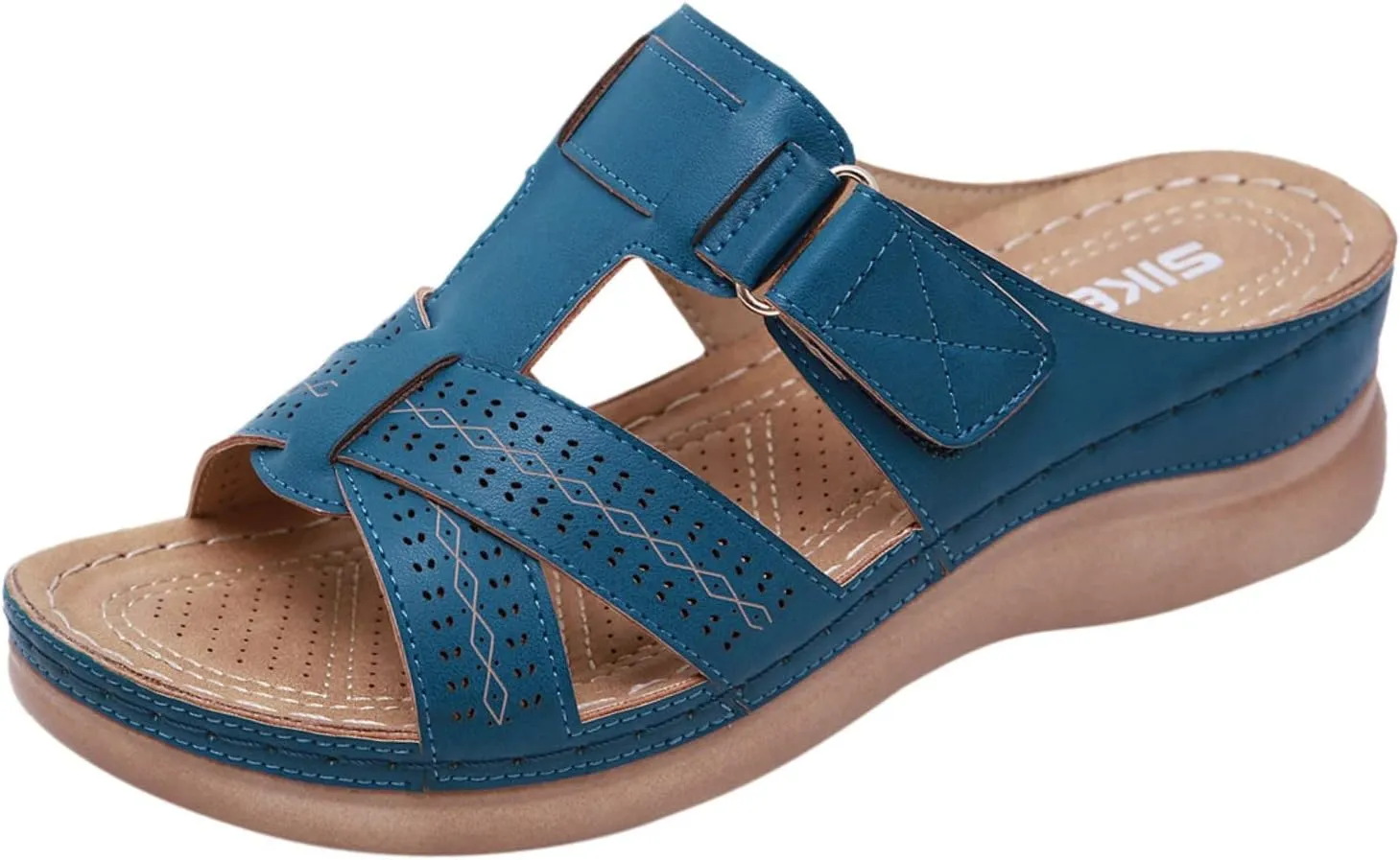 Cathalem Summer Sandals for Women 2024 Womens Orthopedic Wedge Heel Slip On Open Toe Sandals Shoes