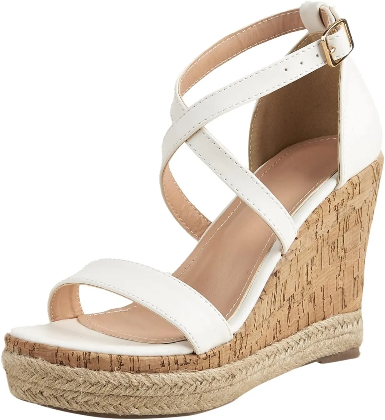 Cathalem Wedge Sandals for Women Summer Platform Flat Sandals Ladies Outside Open Toe Ankle Wrap Sandals Beach Outdoor Sandals