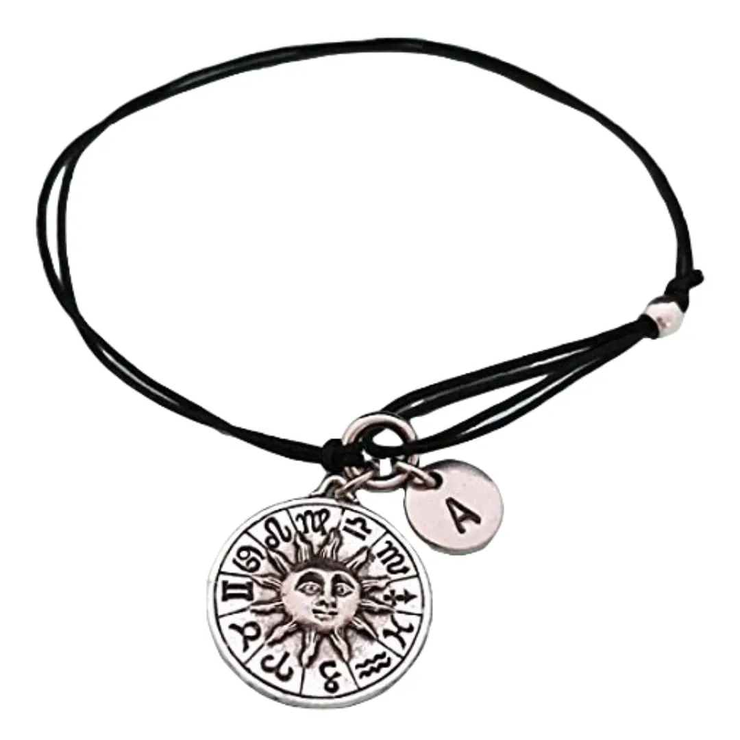 Celestial zodiac cord bracelet, celestial zodiac charm bracelet, adjustable bracelet, charm bracelet, personalized, initial, monogram