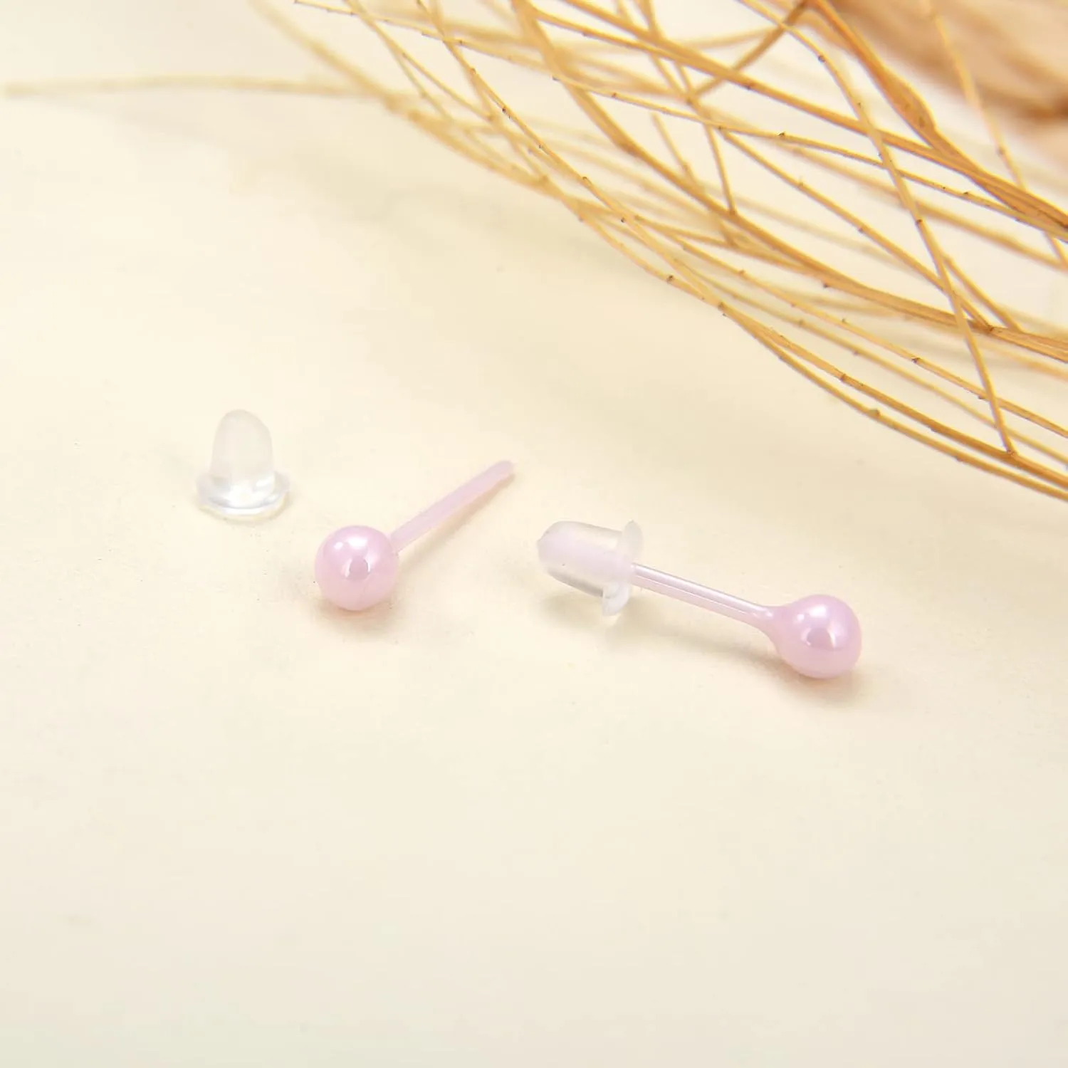Ceramic Stud Half Hoop Earrings for Sensitive Ears, Porcelain Earrings for Newly Pierced Ears Women