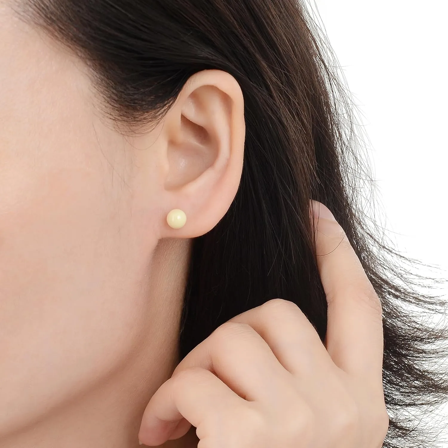 Ceramic Stud Half Hoop Earrings for Sensitive Ears, Porcelain Earrings for Newly Pierced Ears Women