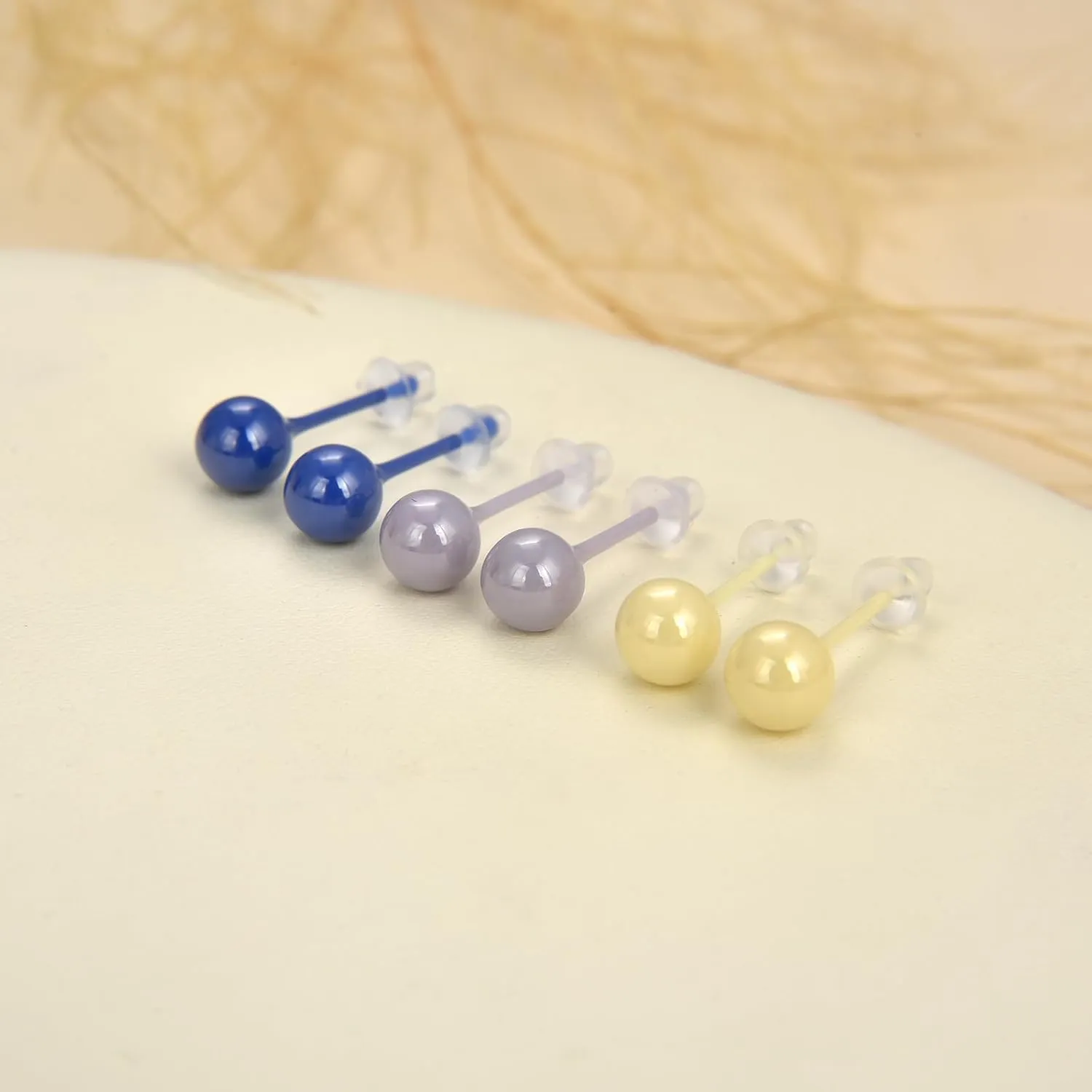 Ceramic Stud Half Hoop Earrings for Sensitive Ears, Porcelain Earrings for Newly Pierced Ears Women