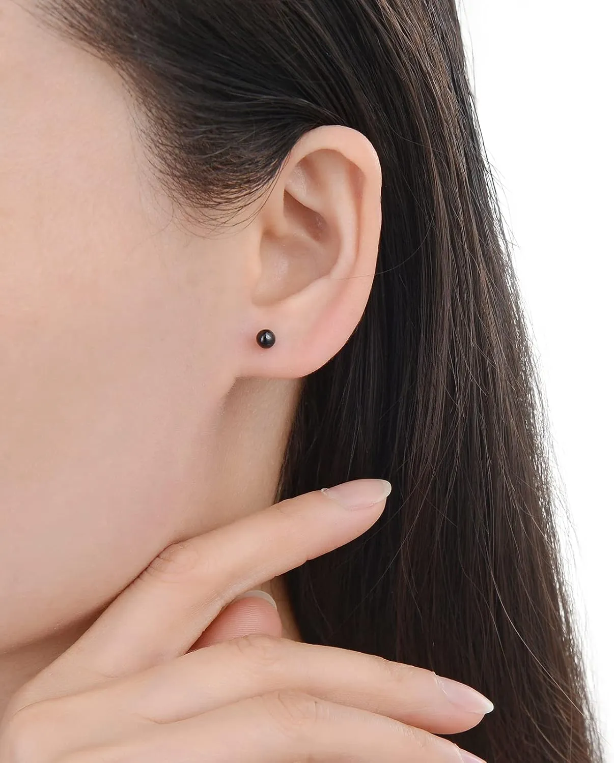 Ceramic Stud Half Hoop Earrings for Sensitive Ears, Porcelain Earrings for Newly Pierced Ears Women