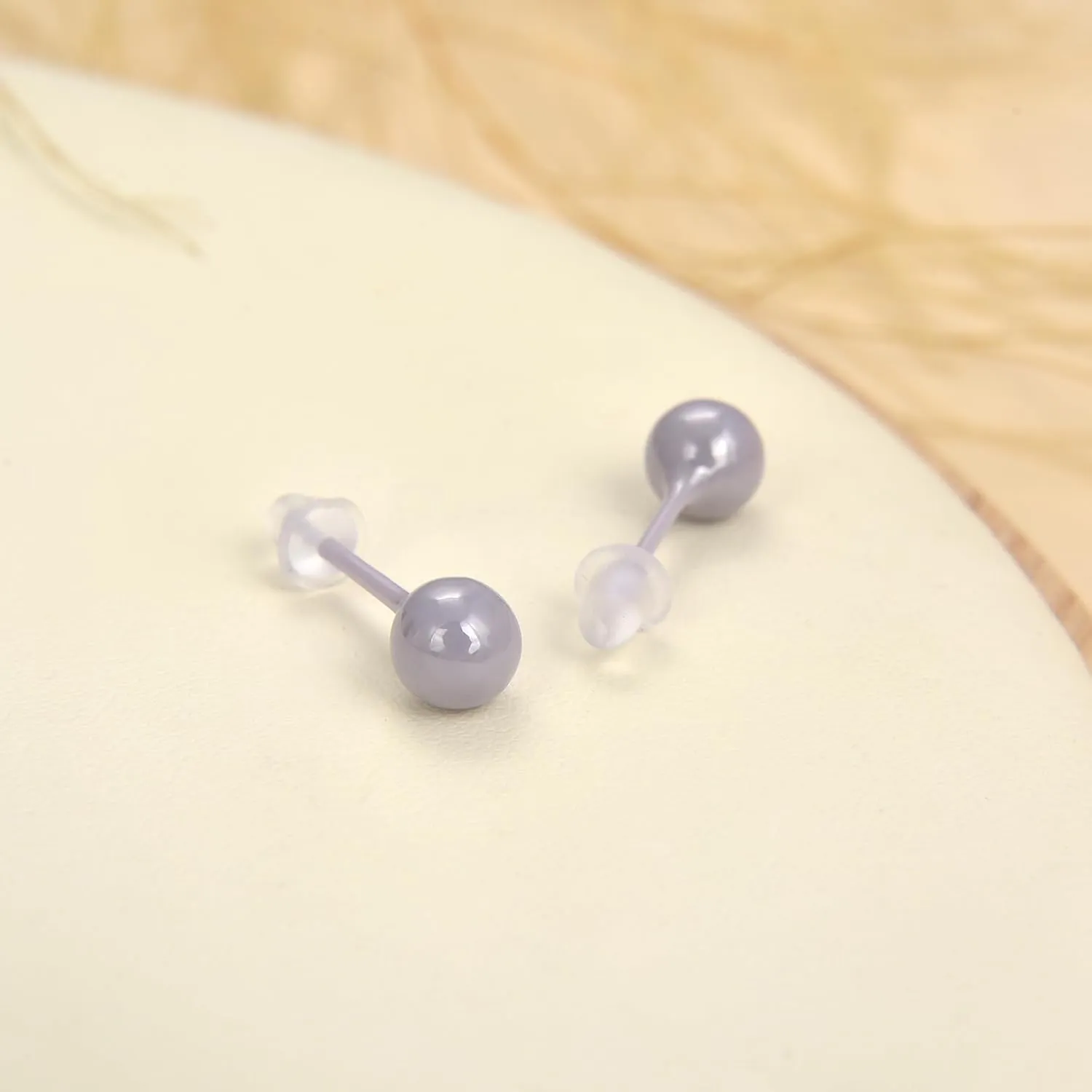 Ceramic Stud Half Hoop Earrings for Sensitive Ears, Porcelain Earrings for Newly Pierced Ears Women