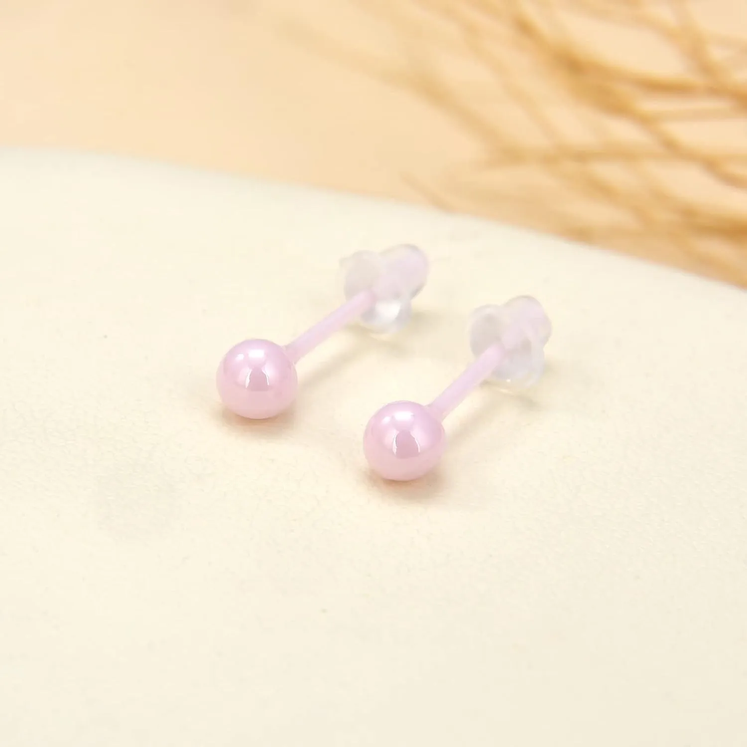 Ceramic Stud Half Hoop Earrings for Sensitive Ears, Porcelain Earrings for Newly Pierced Ears Women