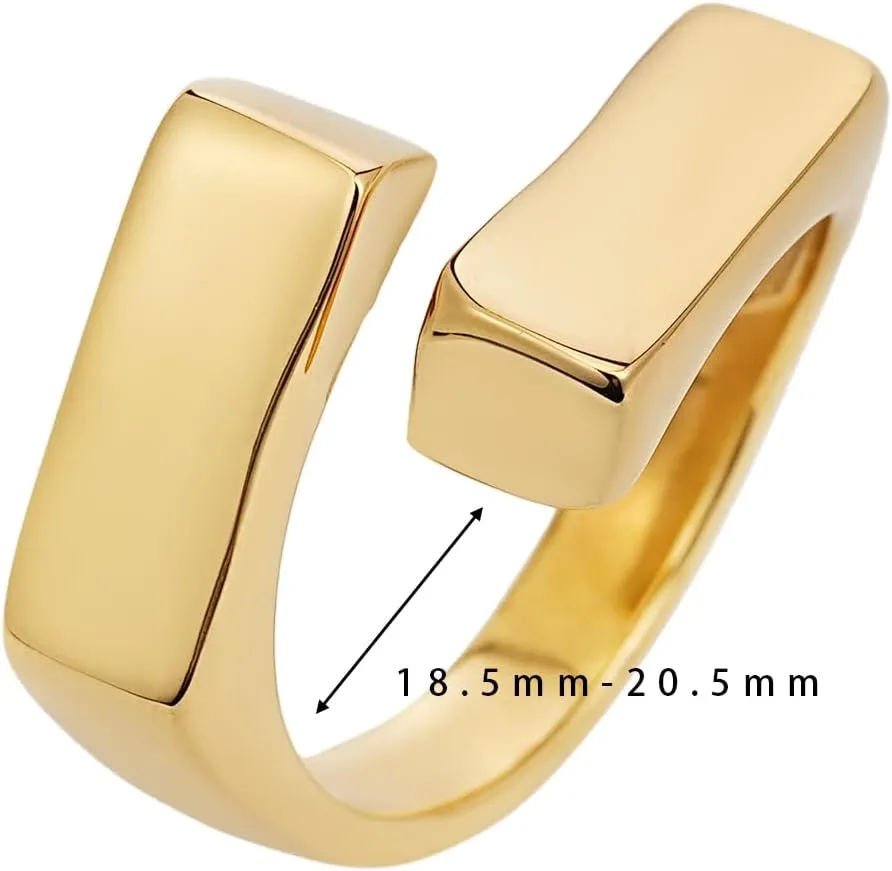 Chunky gold rings For Women Trendy 14K Gold Plated Irregular Statement Open Ring Band Dainty Adjustable Starfish Branches Flower Heart Geometric Rings Jewelry Gift For Her