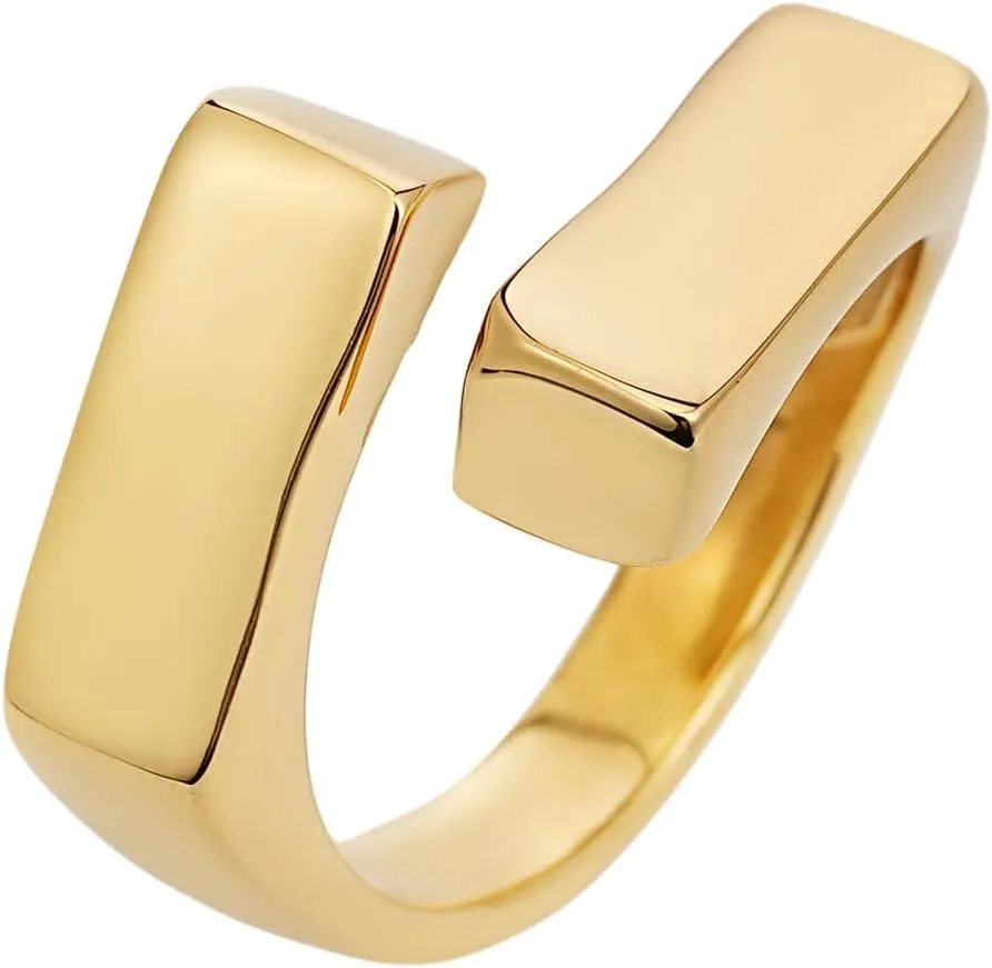 Chunky gold rings For Women Trendy 14K Gold Plated Irregular Statement Open Ring Band Dainty Adjustable Starfish Branches Flower Heart Geometric Rings Jewelry Gift For Her