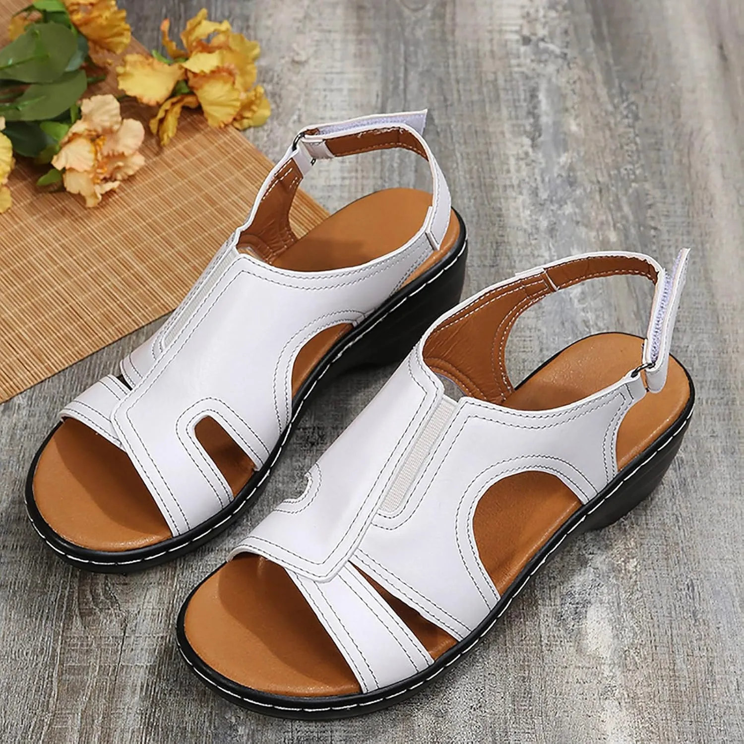 cooki Sandals for Women Dressy Summer Orthopedic Slides Flat Sandals Plantar Fasciitis Shoe Arch Support Platform Sandals