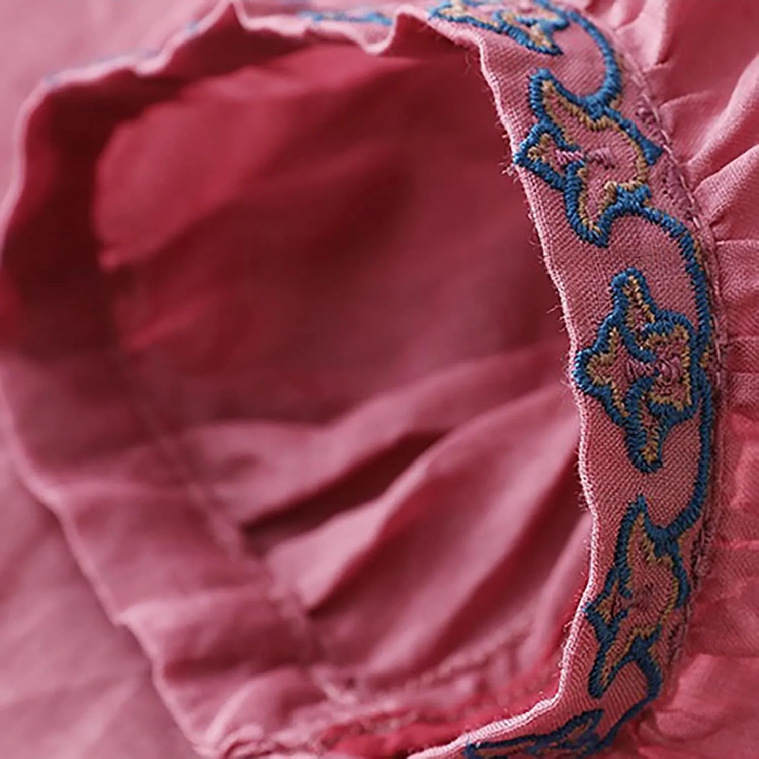 Cotton Linen Shirts for Women 2025 Trendy Summer Floral Embroidered 3/4 Sleeve Flowy Blouse Dressy Casual Boho Tops