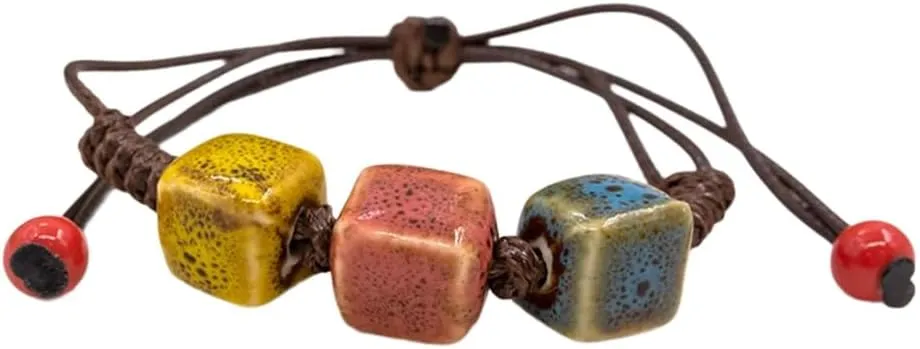 Crafted Ceramic Bead Bracelet Handmade Stylish Wristband with Woven Band Versatile Fashion Pieces for All Ages