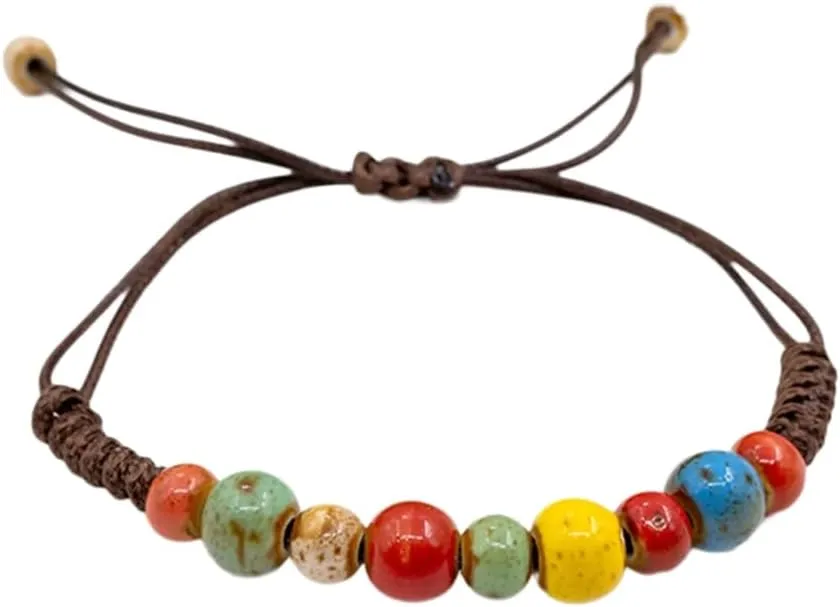 Crafted Ceramic Bead Bracelet Handmade Stylish Wristband with Woven Band Versatile Fashion Pieces for All Ages