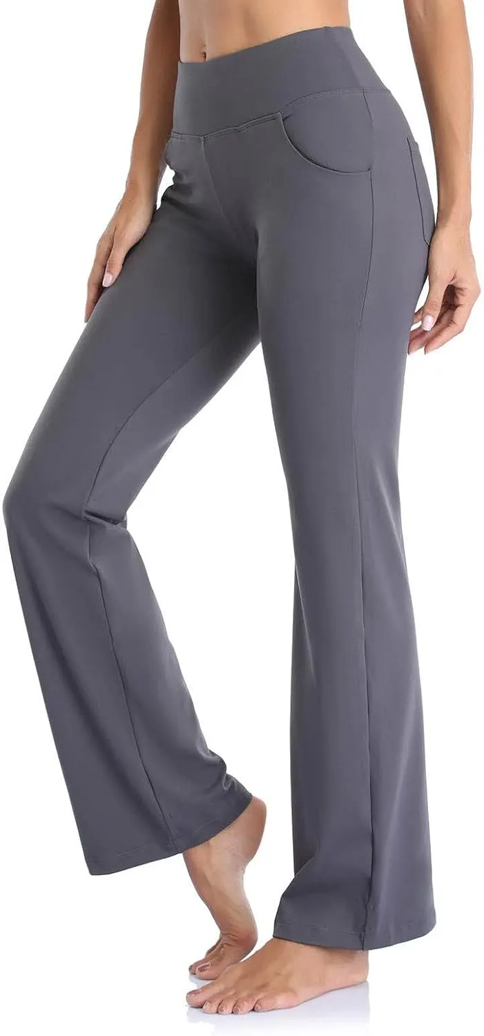 CRNTCEM Womens Slim Fit Flare Yoga Pants High Waist Tummy Control Workout Casual Bootcut Pants Shaping Skinny Sports Pants