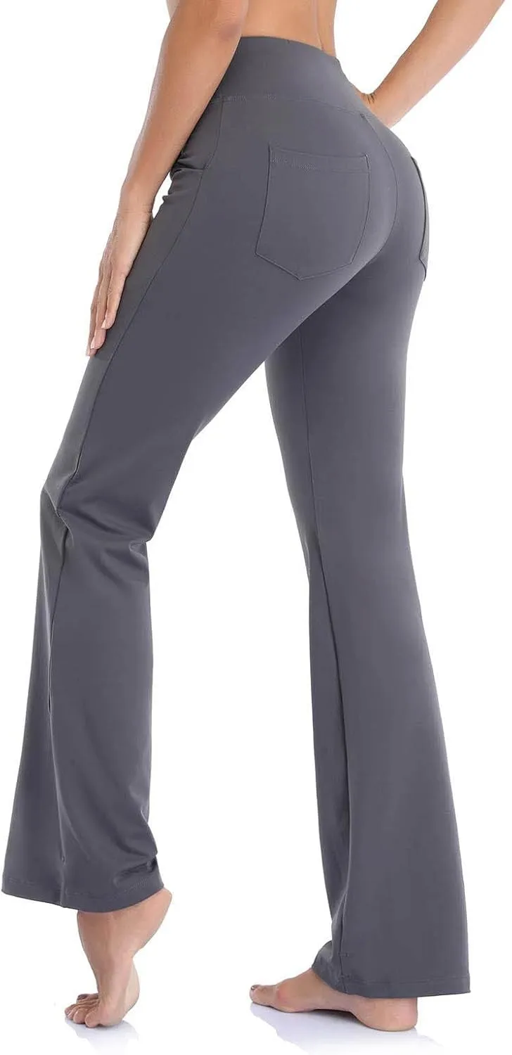 CRNTCEM Womens Slim Fit Flare Yoga Pants High Waist Tummy Control Workout Casual Bootcut Pants Shaping Skinny Sports Pants