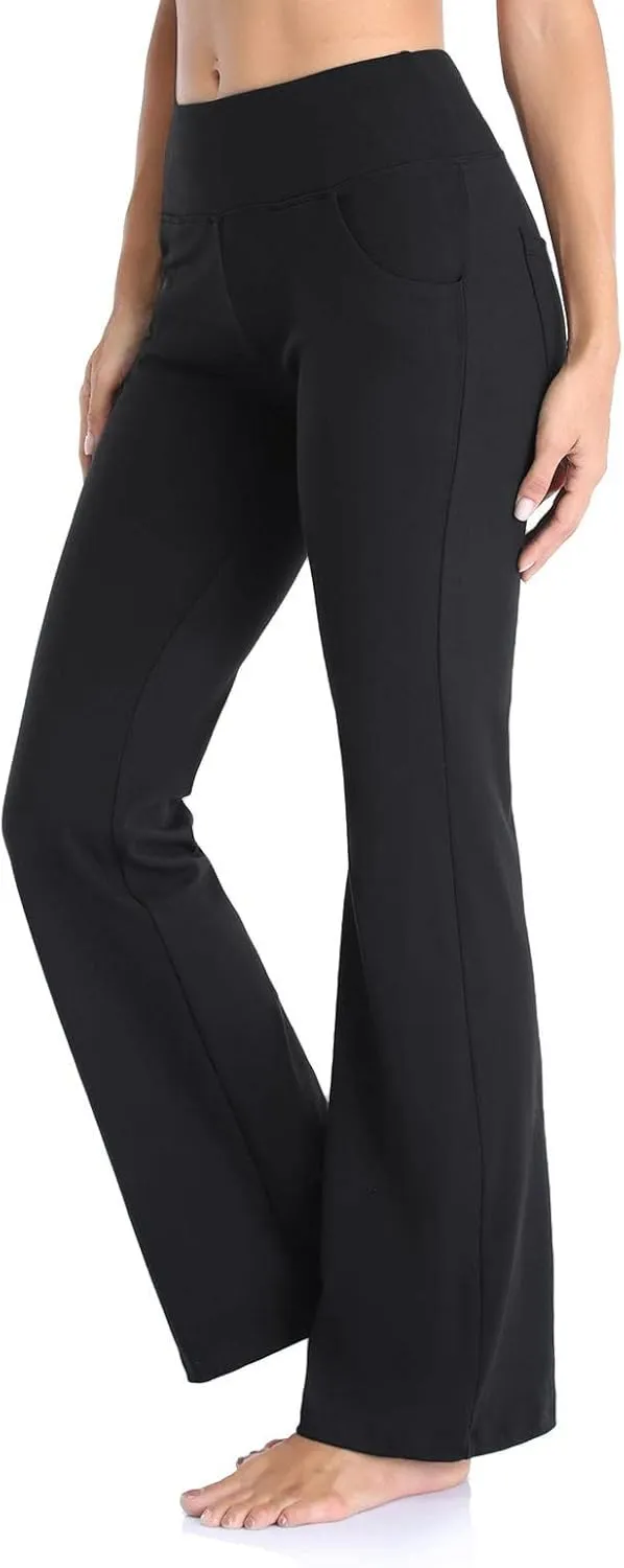CRNTCEM Yoga Flared Leggings Pants for Women High Waist Pull-On Bell Bottom Pants Hip Lifting Tummy Control Athletic Trousers