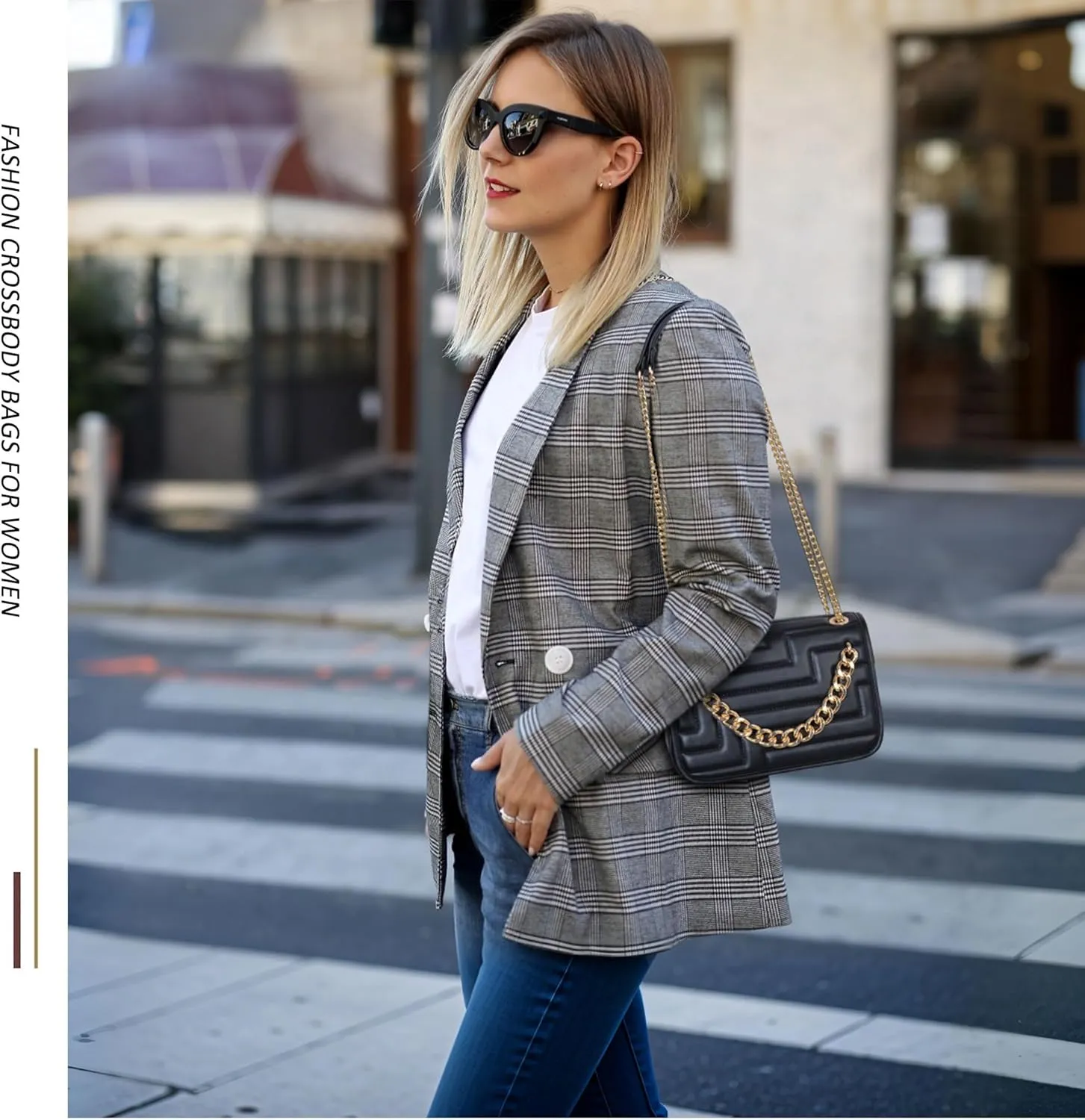 Crossbody Bags for Women,Vegan Leather Purses for Women,Small Shoulder Handbags with Chain Strap