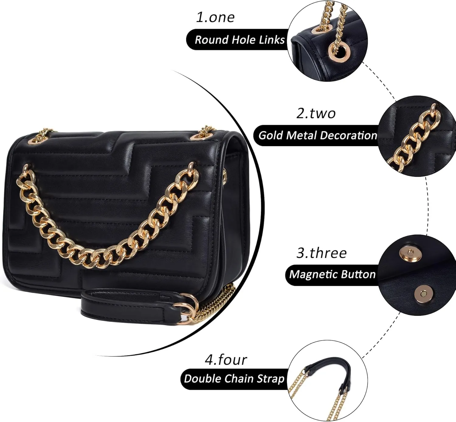 Crossbody Bags for Women,Vegan Leather Purses for Women,Small Shoulder Handbags with Chain Strap