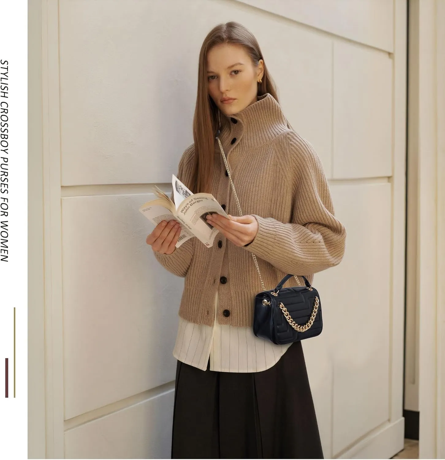 Crossbody Bags for Women,Vegan Leather Purses for Women,Small Shoulder Handbags with Chain Strap