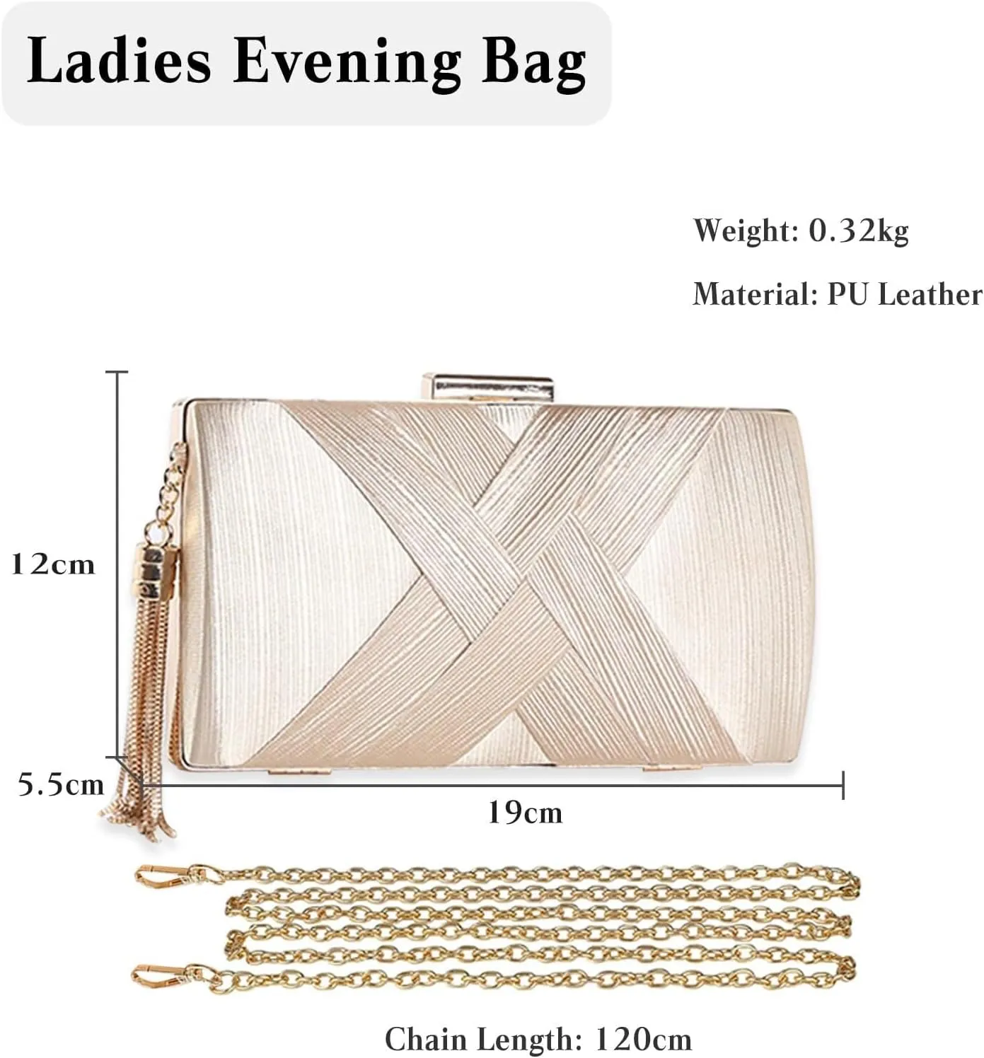 Crossbody Fringed Handbag Women Clutch Evening with Tassel Pendant Ladies Shoulder Bridal Wedding Purse