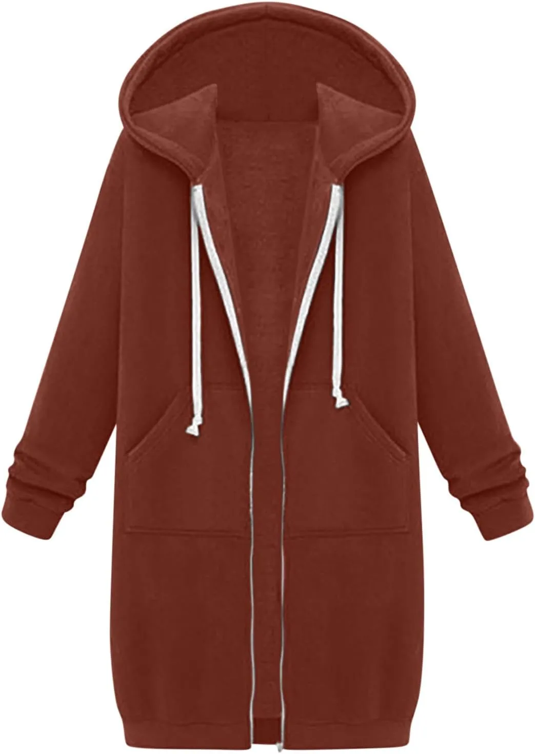 ctdiral Womens Casual Full Zip Up Hoodie Long Sleeve Hooded Long Sweatshirt Outerwear Casual Pockets Tunic Jacket Plus Size