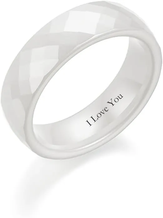 Custom Engraved Couple Rings Set Promise Rings for Him and Her White Ceramic Wedding Ring for Men and Women Matching Black Engagement Rings,with Rings Gift Box