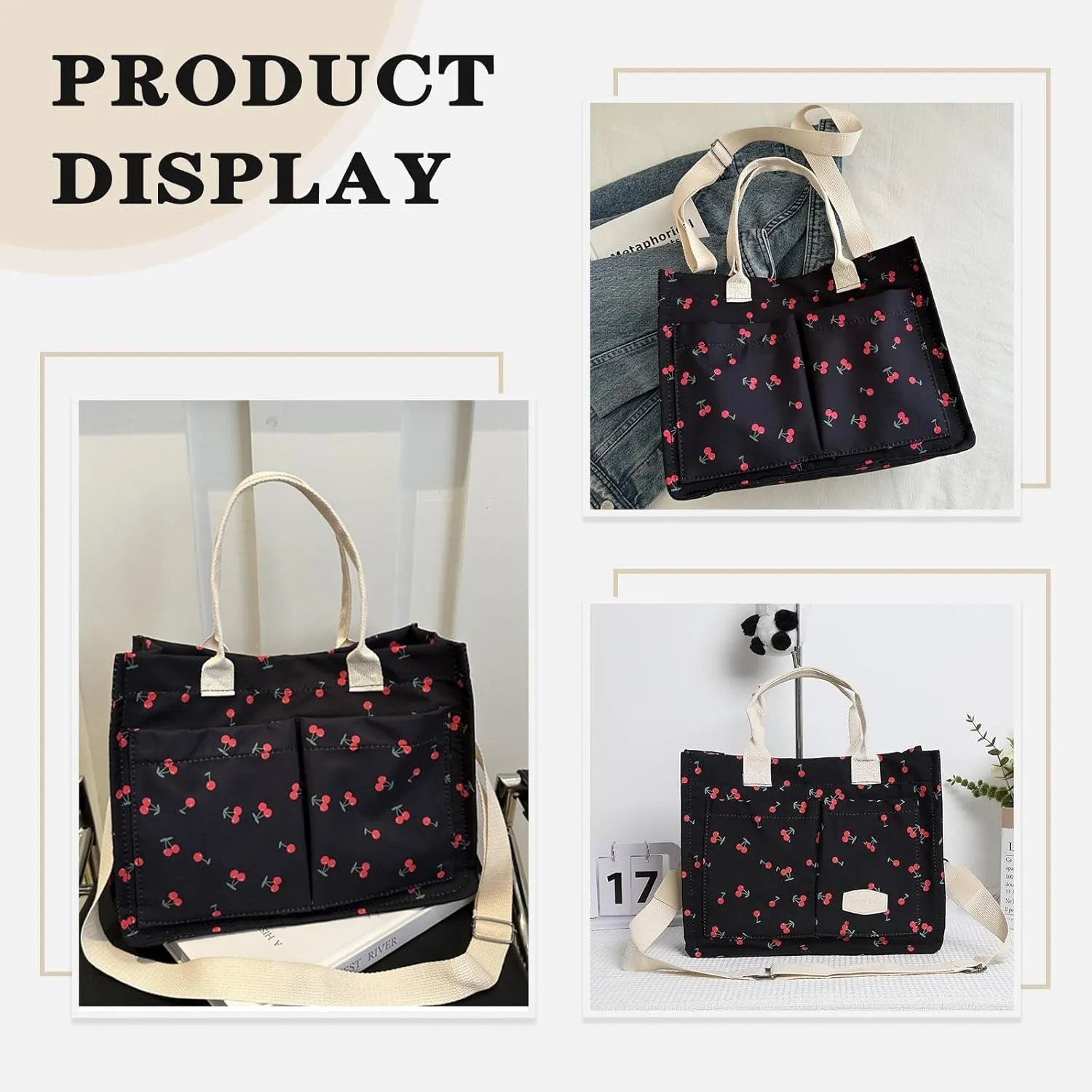 Cute Crossbody Bag Strawberry Purse Corduroy Tote Bag Fashion Chain Shoulder Handbag Canvas Bags For Women Girls