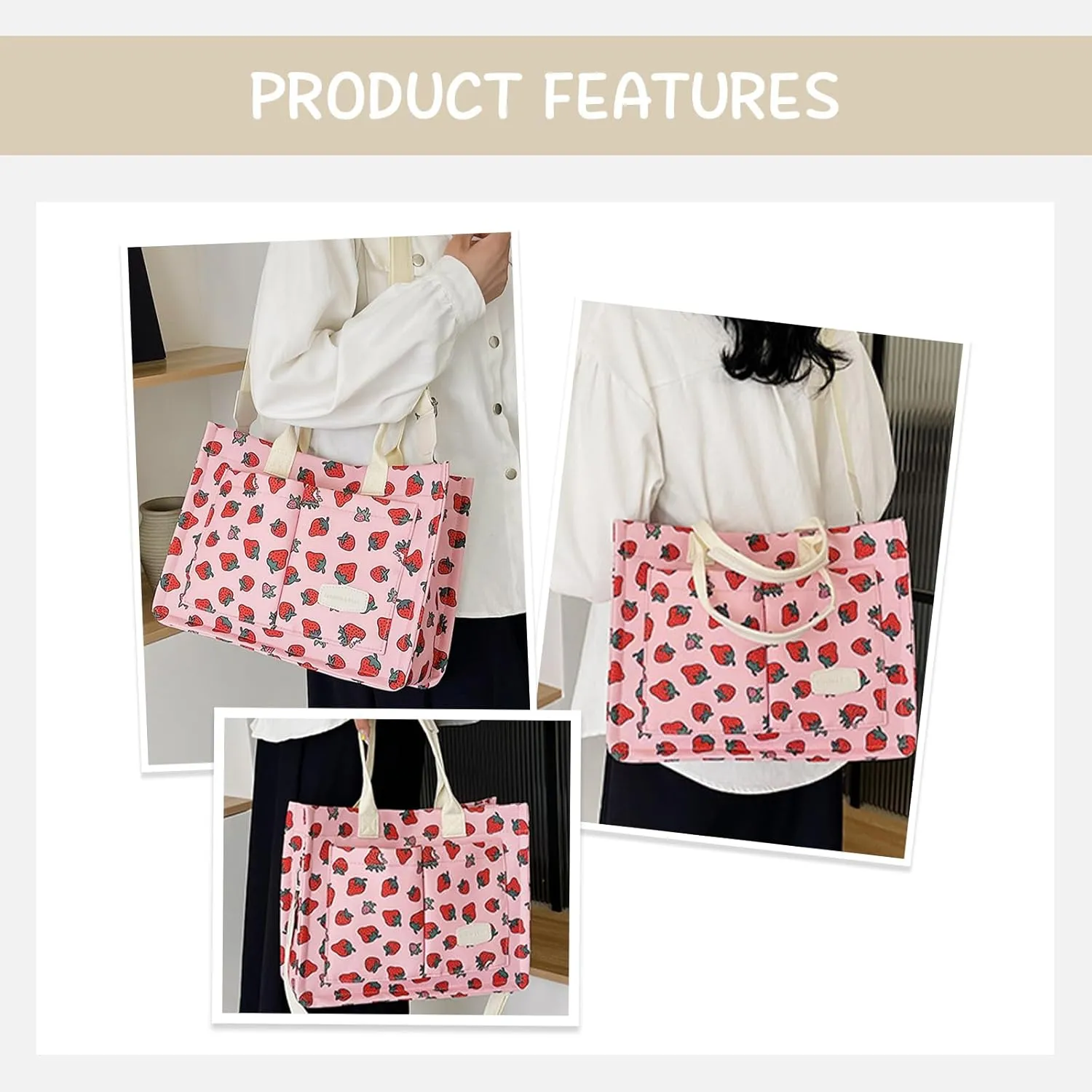 Cute Crossbody Bag Strawberry Purse Corduroy Tote Bag Fashion Chain Shoulder Handbag Canvas Bags For Women Girls