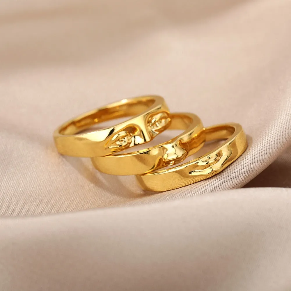David Eye Rings For Women Stainless Steel Gold Plated Vintage Face Stack Finger Ring Set Handmade emo Jewelry  anillos