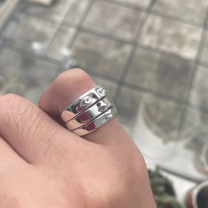 David Eye Rings For Women Stainless Steel Gold Plated Vintage Face Stack Finger Ring Set Handmade emo Jewelry  anillos