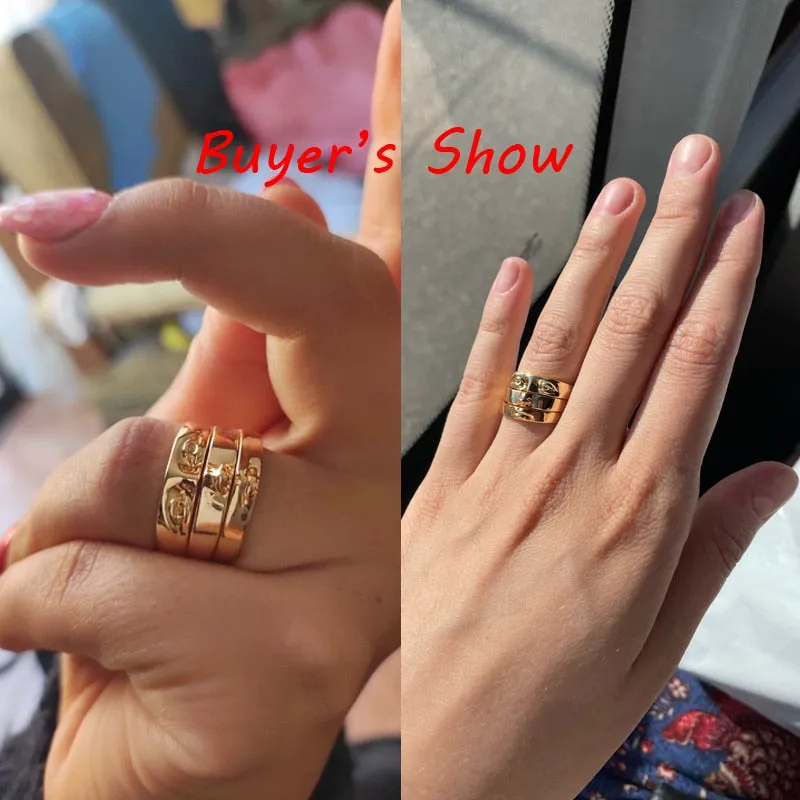 David Eye Rings For Women Stainless Steel Gold Plated Vintage Face Stack Finger Ring Set Handmade emo Jewelry  anillos