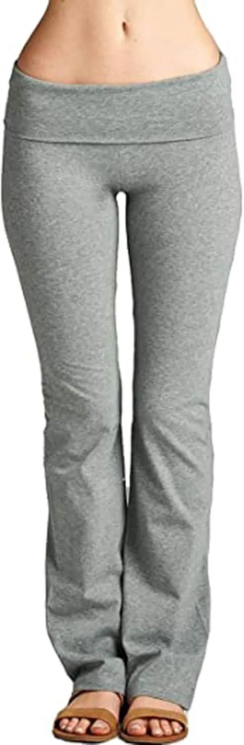 DESANT Low Rise Yoga Pants Women Casual Straight Leg Tummy Control Yoga Leggings Summer Stretch Loose Workout Lounge Trousers Grey