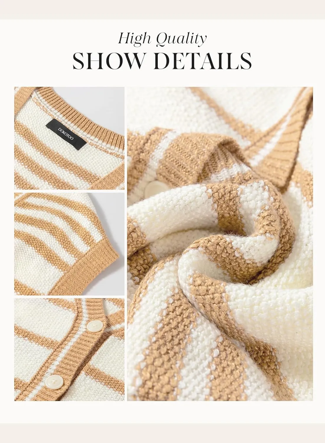 Dokotoo Sweater Vest Women Striped V Neck Button Vest for Women Vest Top Spring Cardigan Sweaters for Women 2025