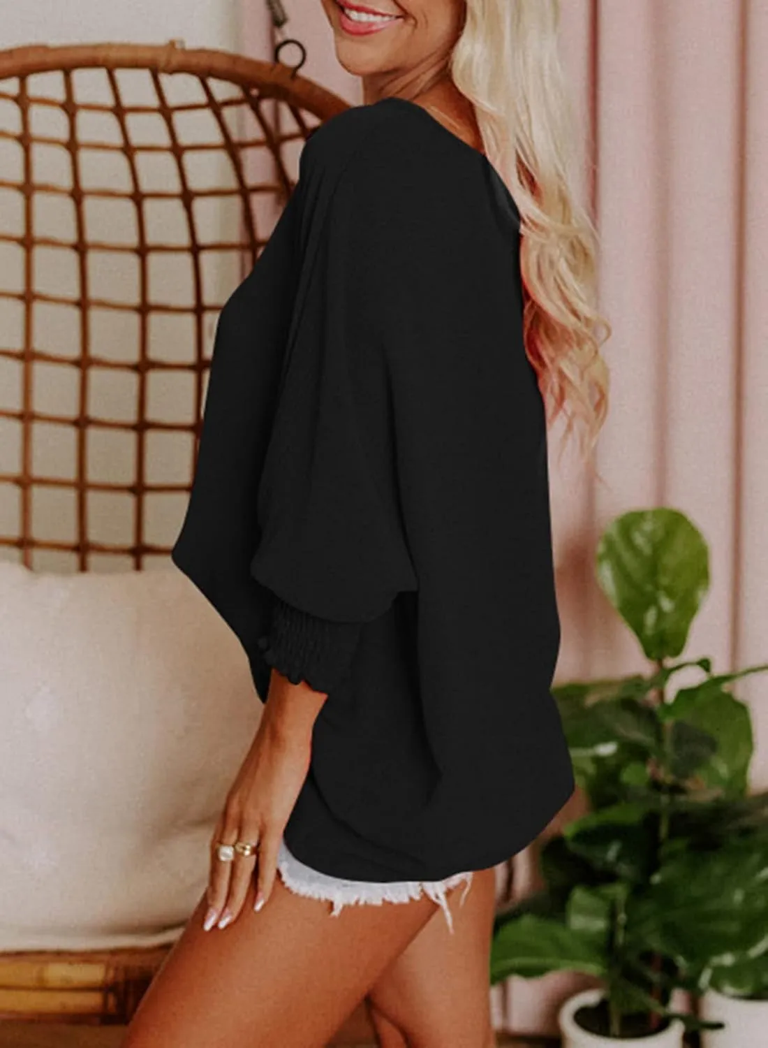 Dokotoo Womens Tops Dressy Casual Business Casual Blouses 3/4 Sleeve Shirts Summer Fashion Outfits Clothes 2025