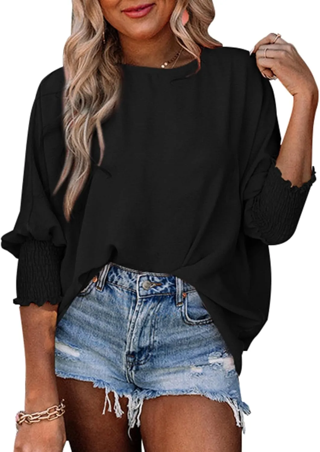 Dokotoo Womens Tops Dressy Casual Business Casual Blouses 3/4 Sleeve Shirts Summer Fashion Outfits Clothes 2025