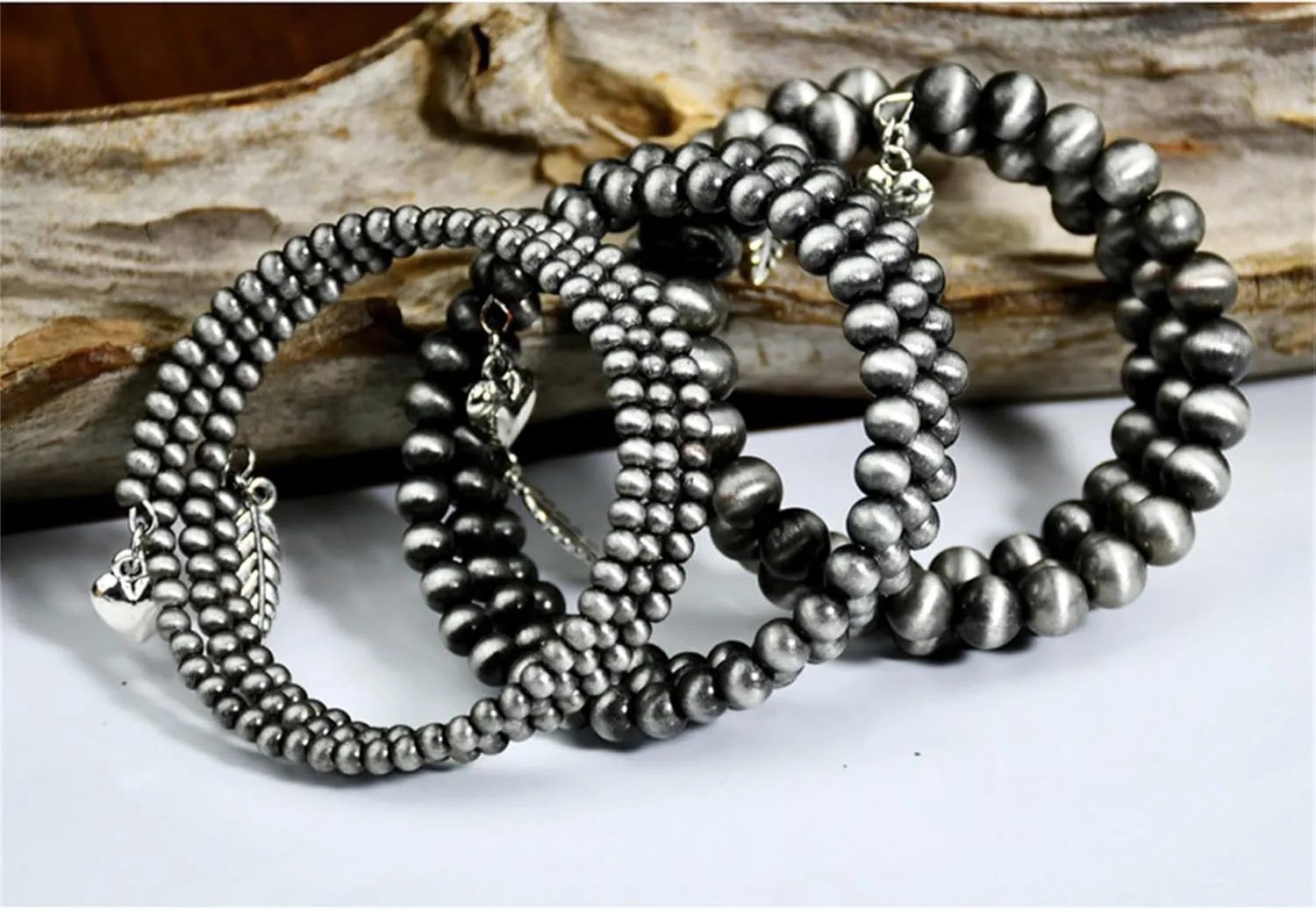 Dreuyet Navajo Pearl Bracelet Western Turquoise Jewelry for Men Women Vintage Multilayered Beaded Pearl Stackable Stretch Strand Layered Bracelets Bohemian Jewelry